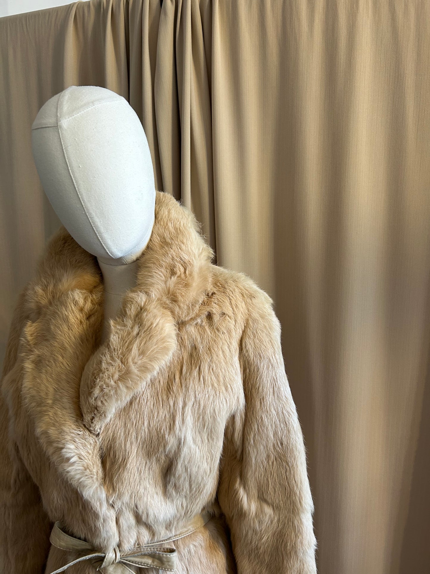 Belted Rabbit Fur Coat