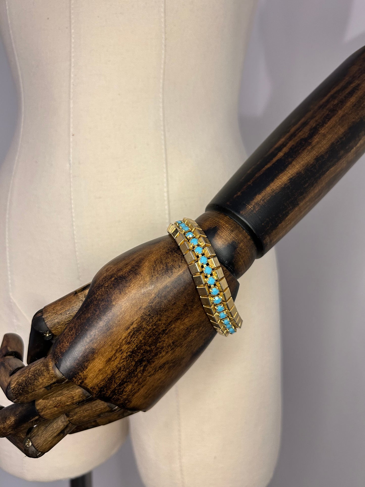 Gold and Faux Turquoise Bracelet