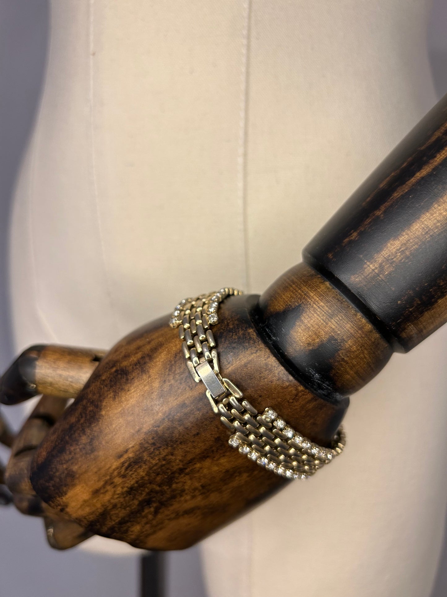 Gold Tone Chain and Diamanté Bracelet