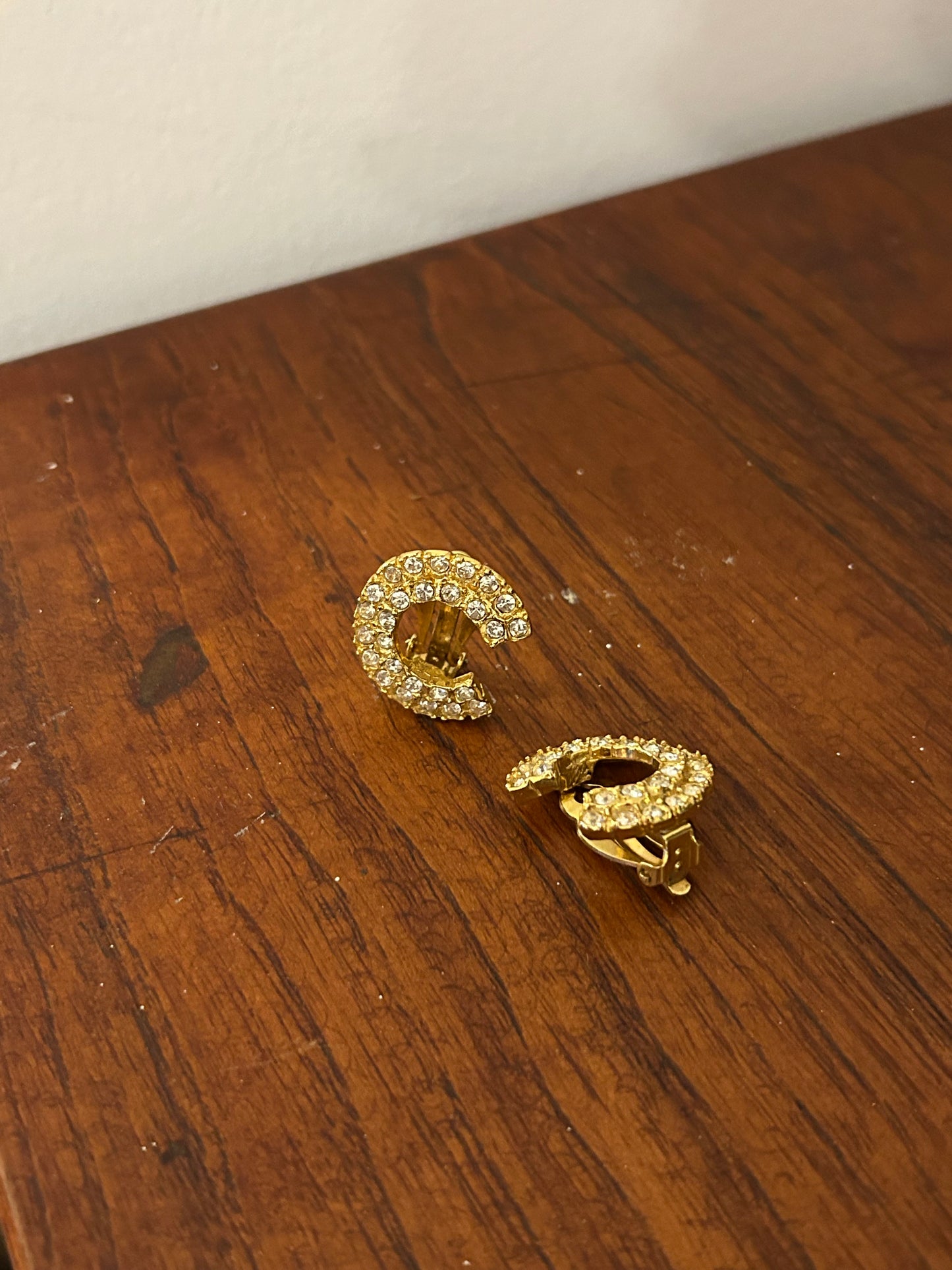 Diamanté ‘C’ Clip On Earrings