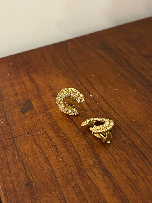 Diamanté ‘C’ Clip On Earrings