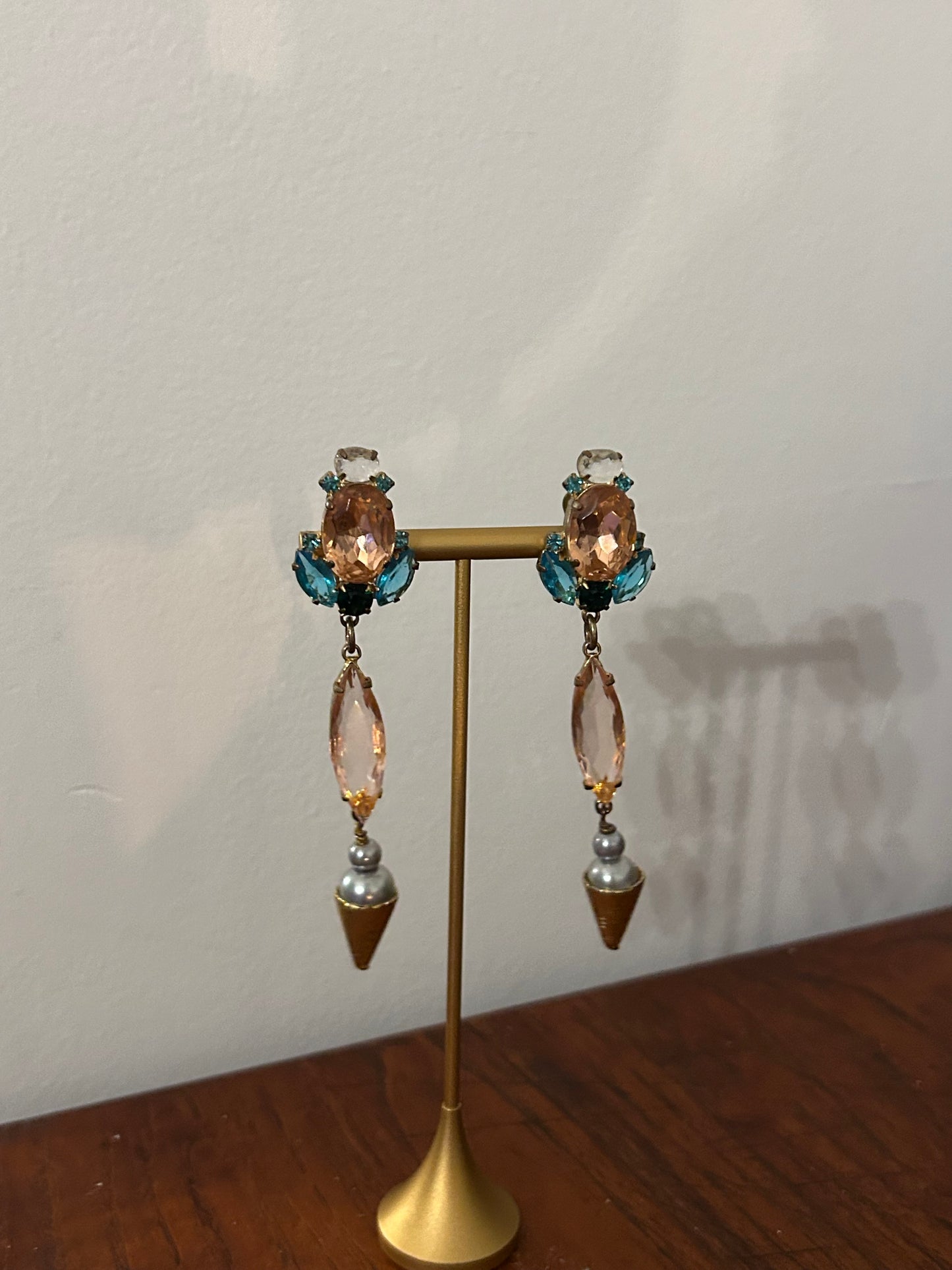 Long Beaded Clip On Earrings