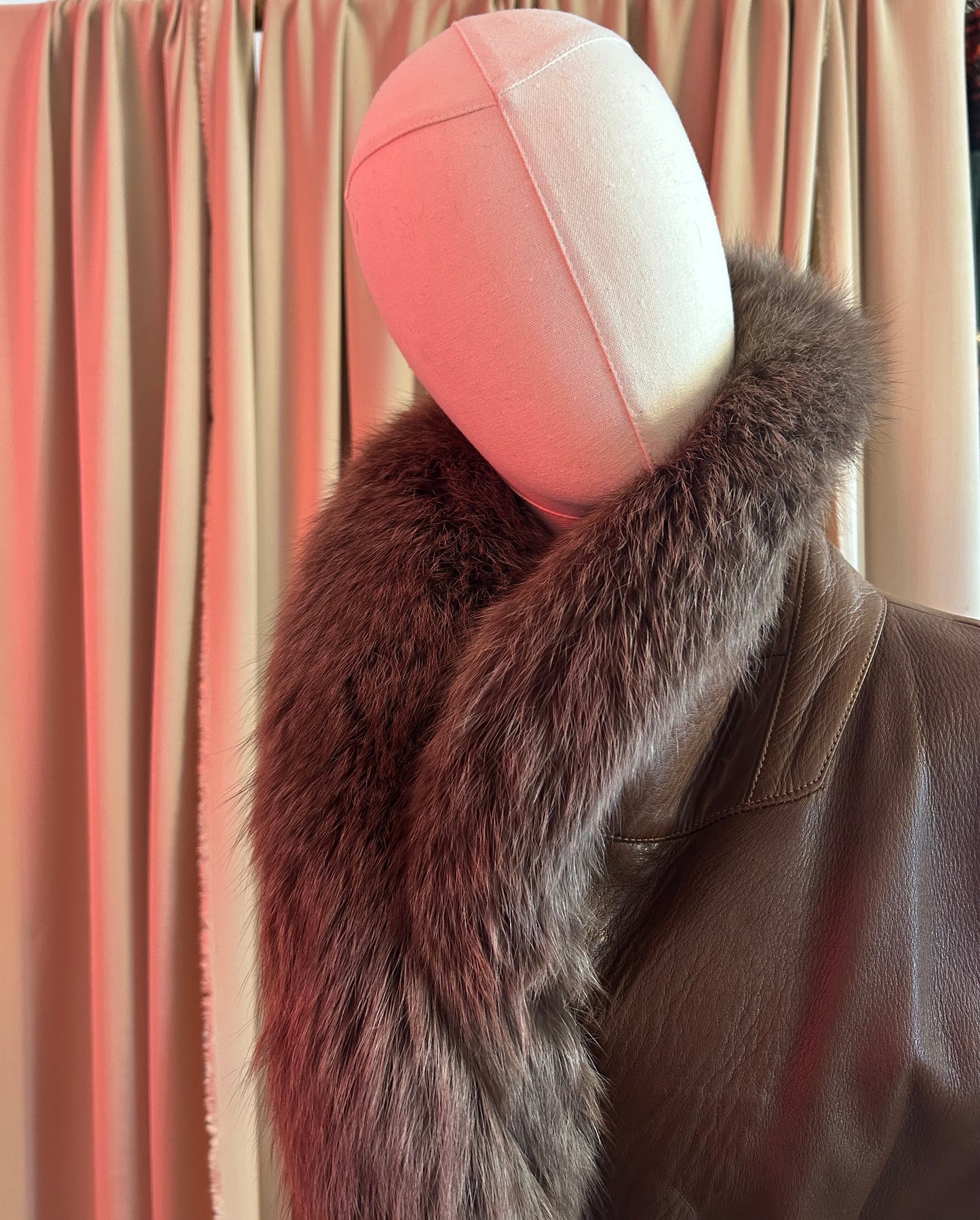 1970s Leather and Fox Fur Penny Lane Coat