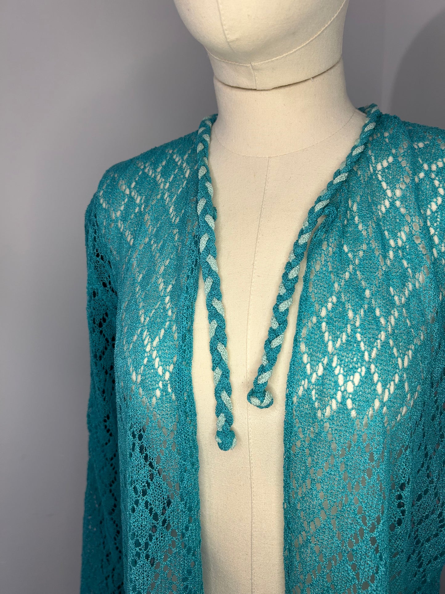 Teal Crochet Cardigan