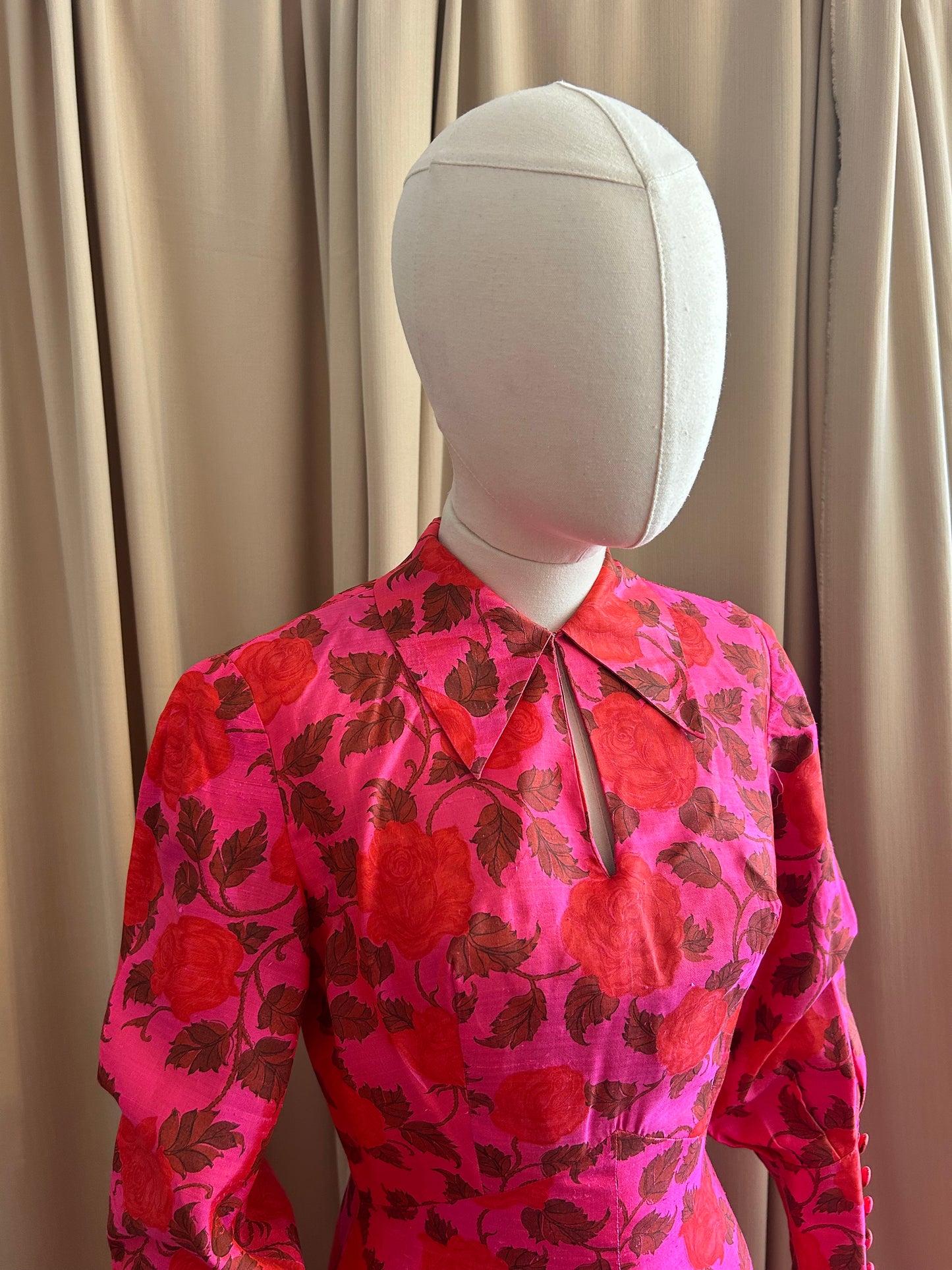 Raw Silk Printed Dress