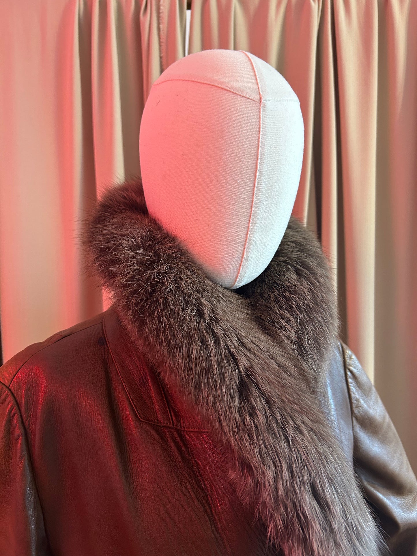 1970s Leather and Fox Fur Penny Lane Coat