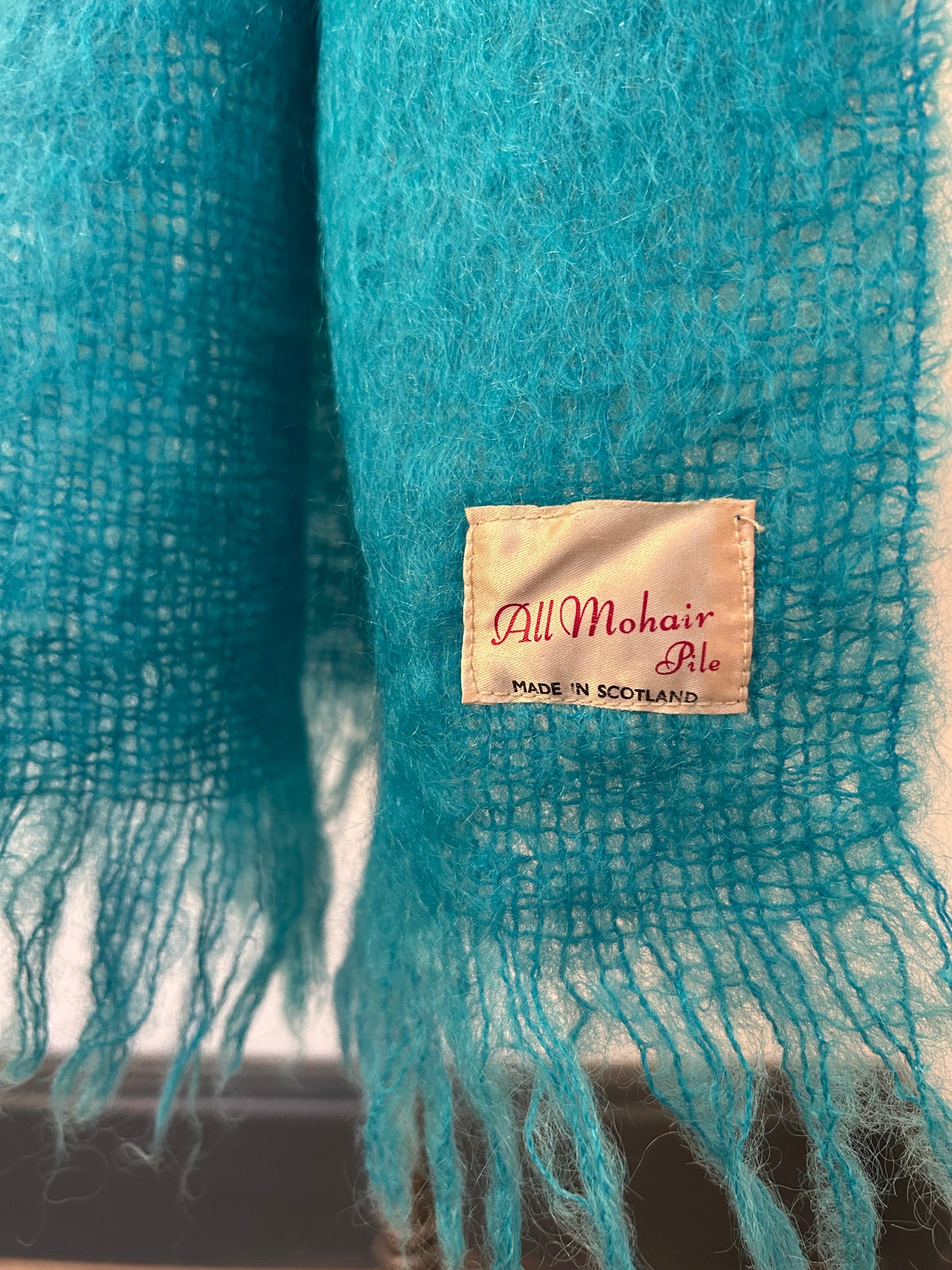 Bright Aqua Mohair Scarf