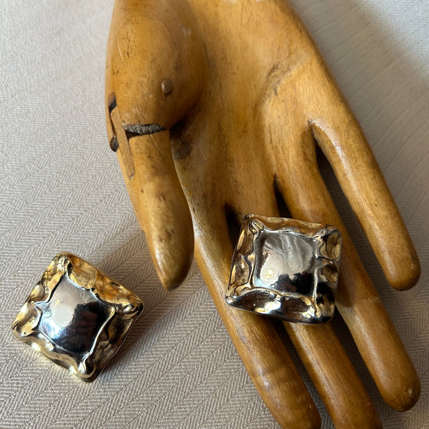 Mixed Metal Squares Clip On