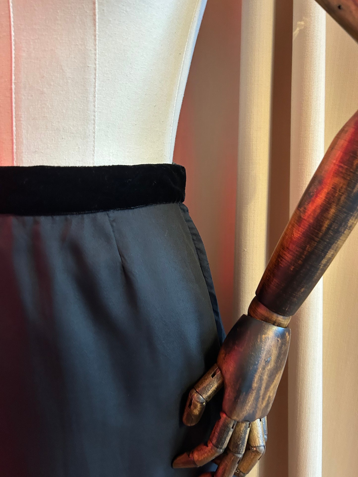 Black Skirt With Velvet Stripes