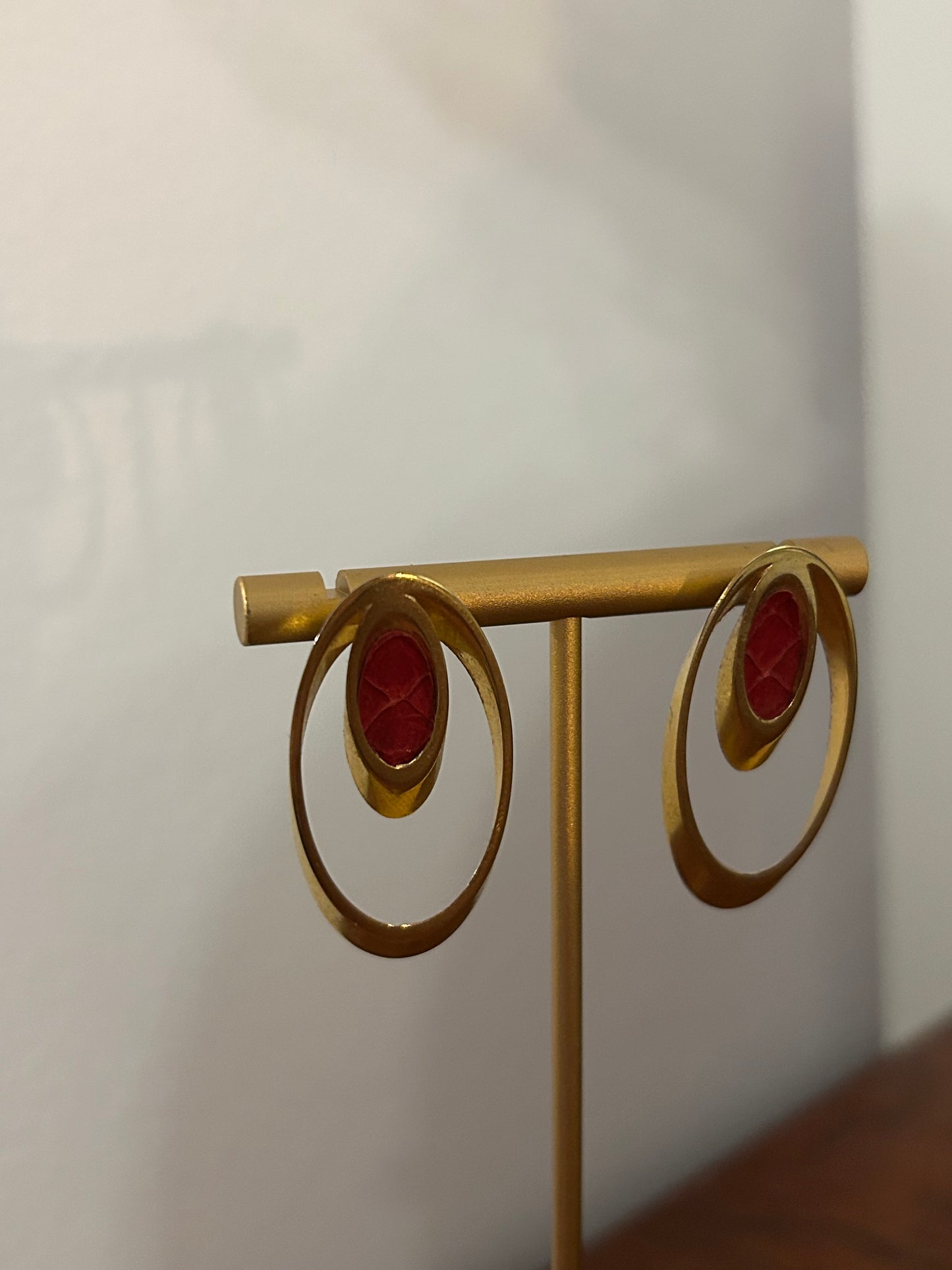 Red Snakeskin oval Earrings