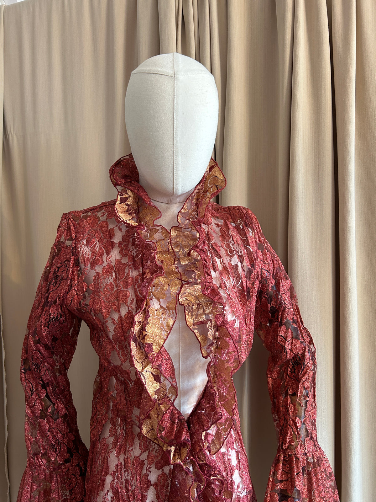 Red and Gold Lace Cardigan