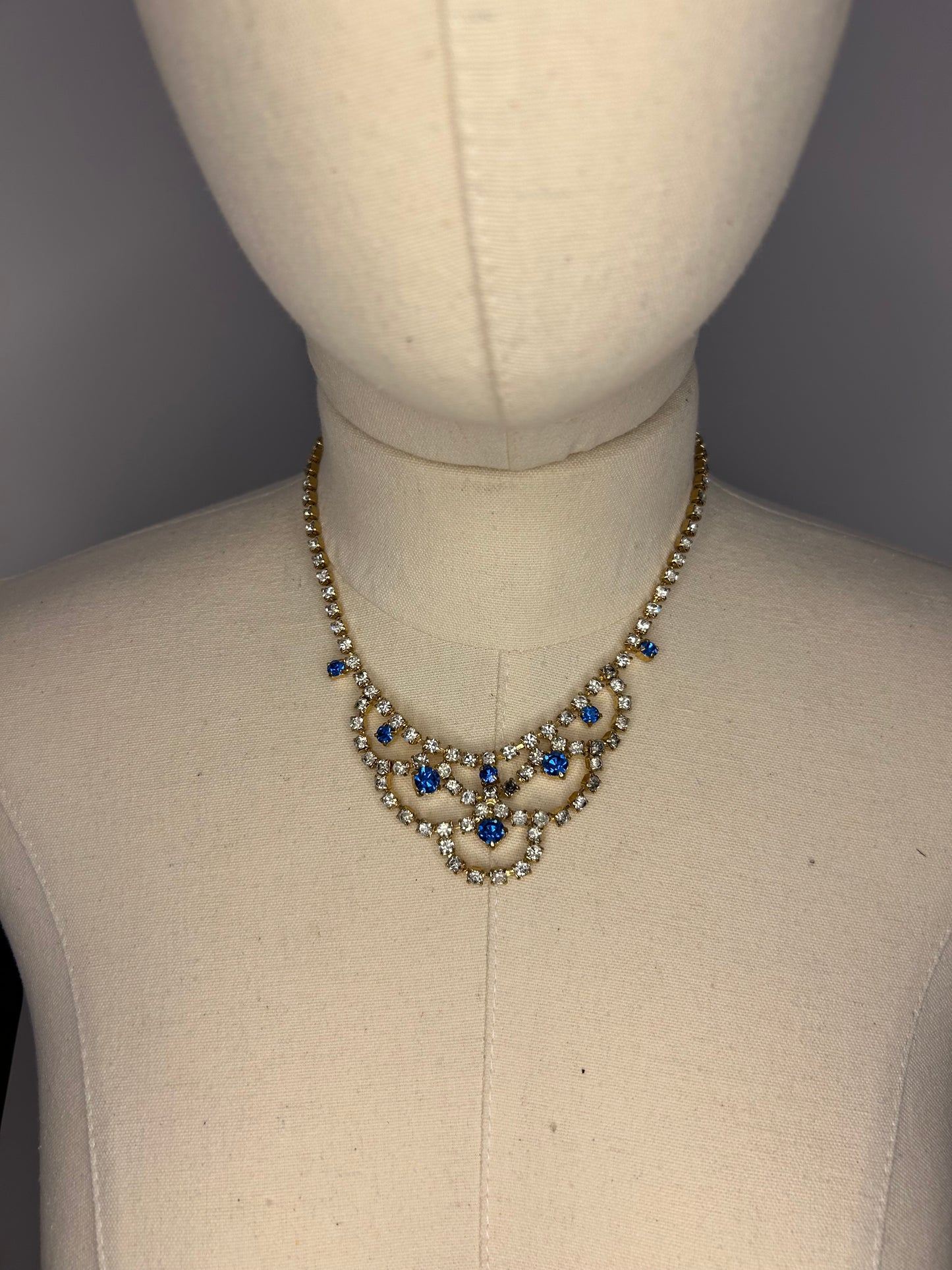 Blue and Gold Diamanté necklace