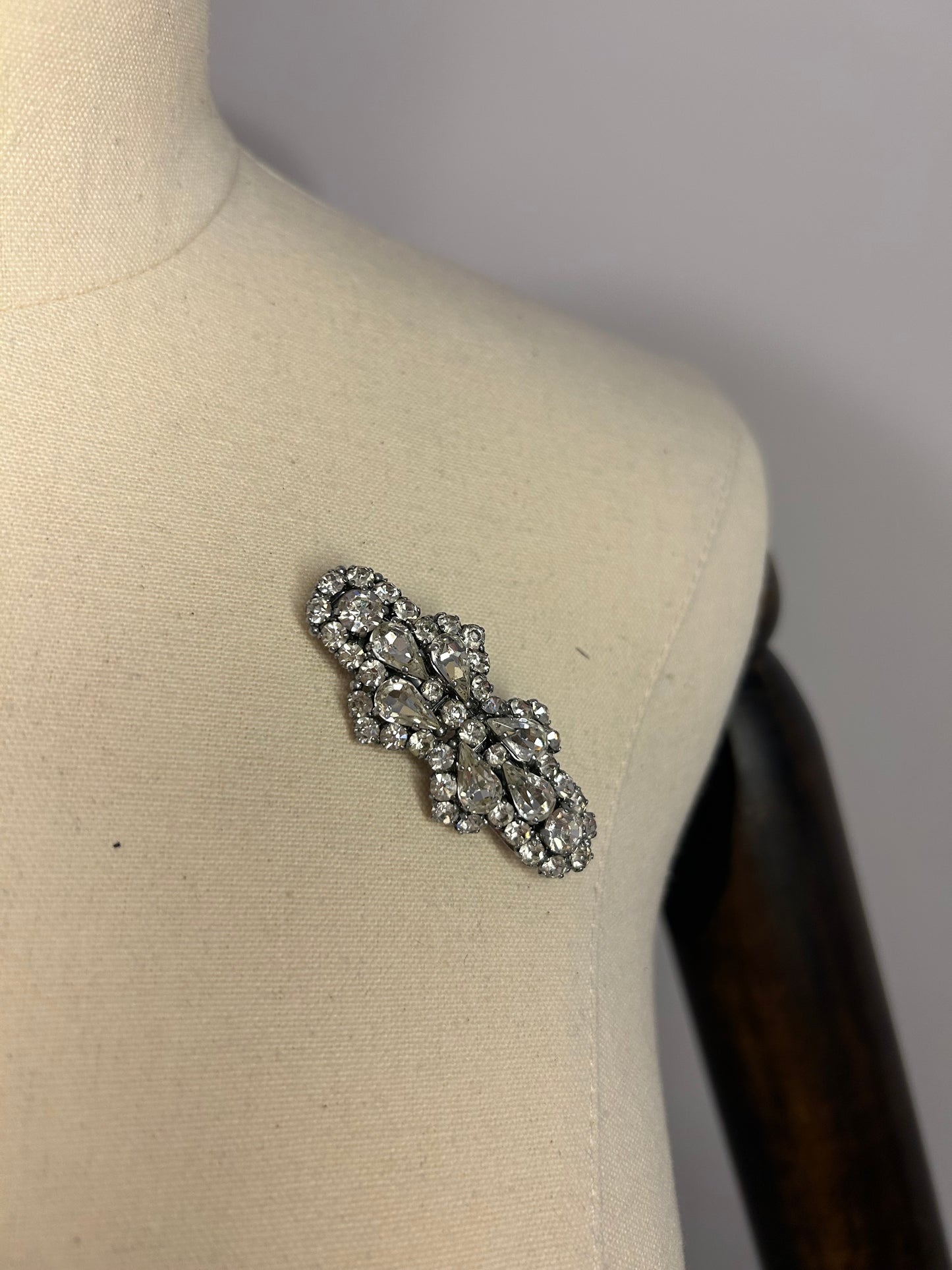 Silver Diamanté Brooch and Clip