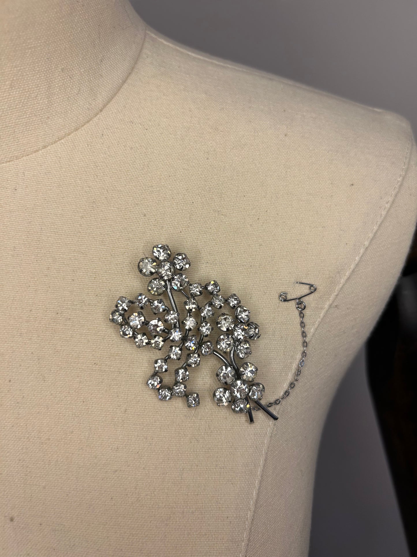 Diamanté Floral Spray Brooch