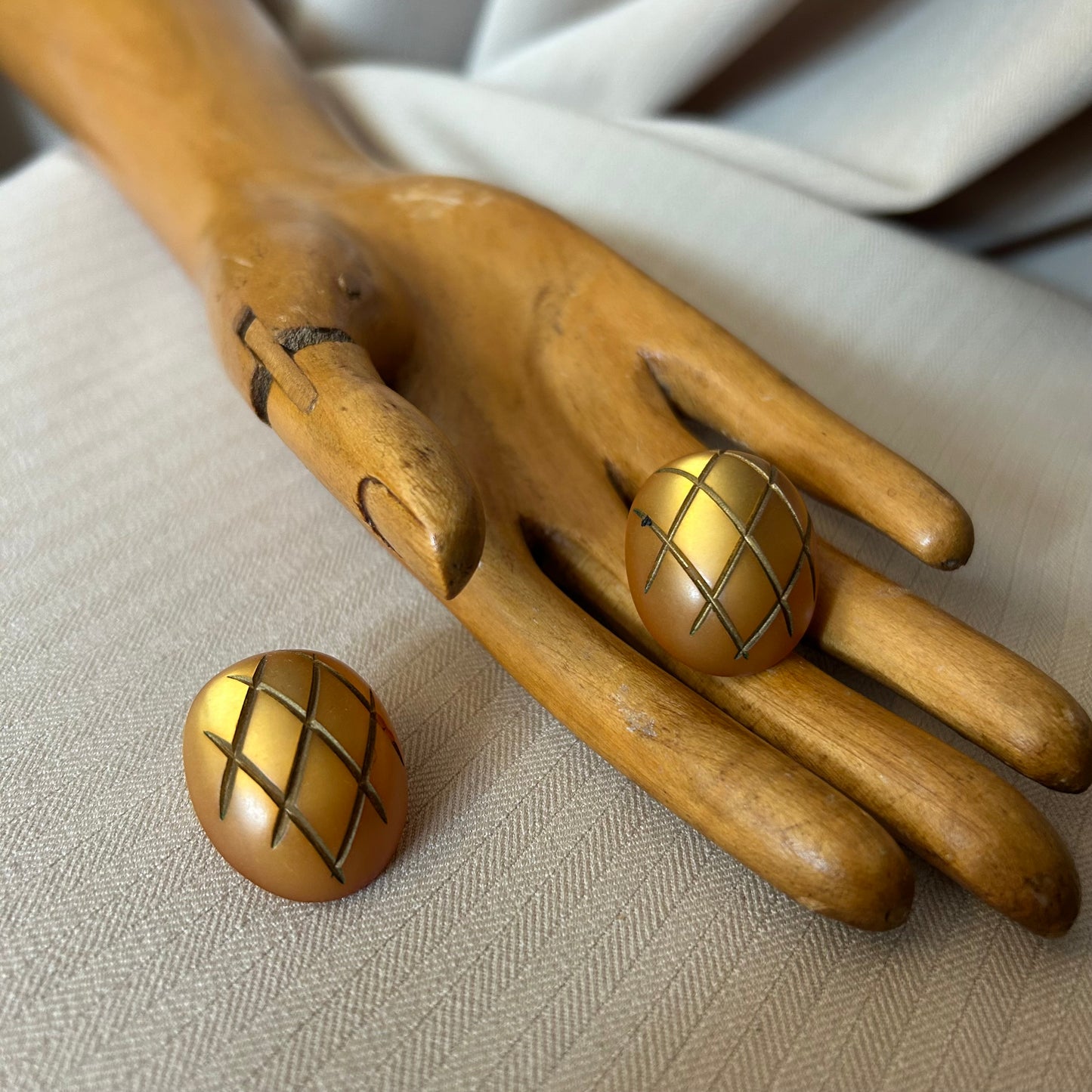 Carved Lucite Clip Ons