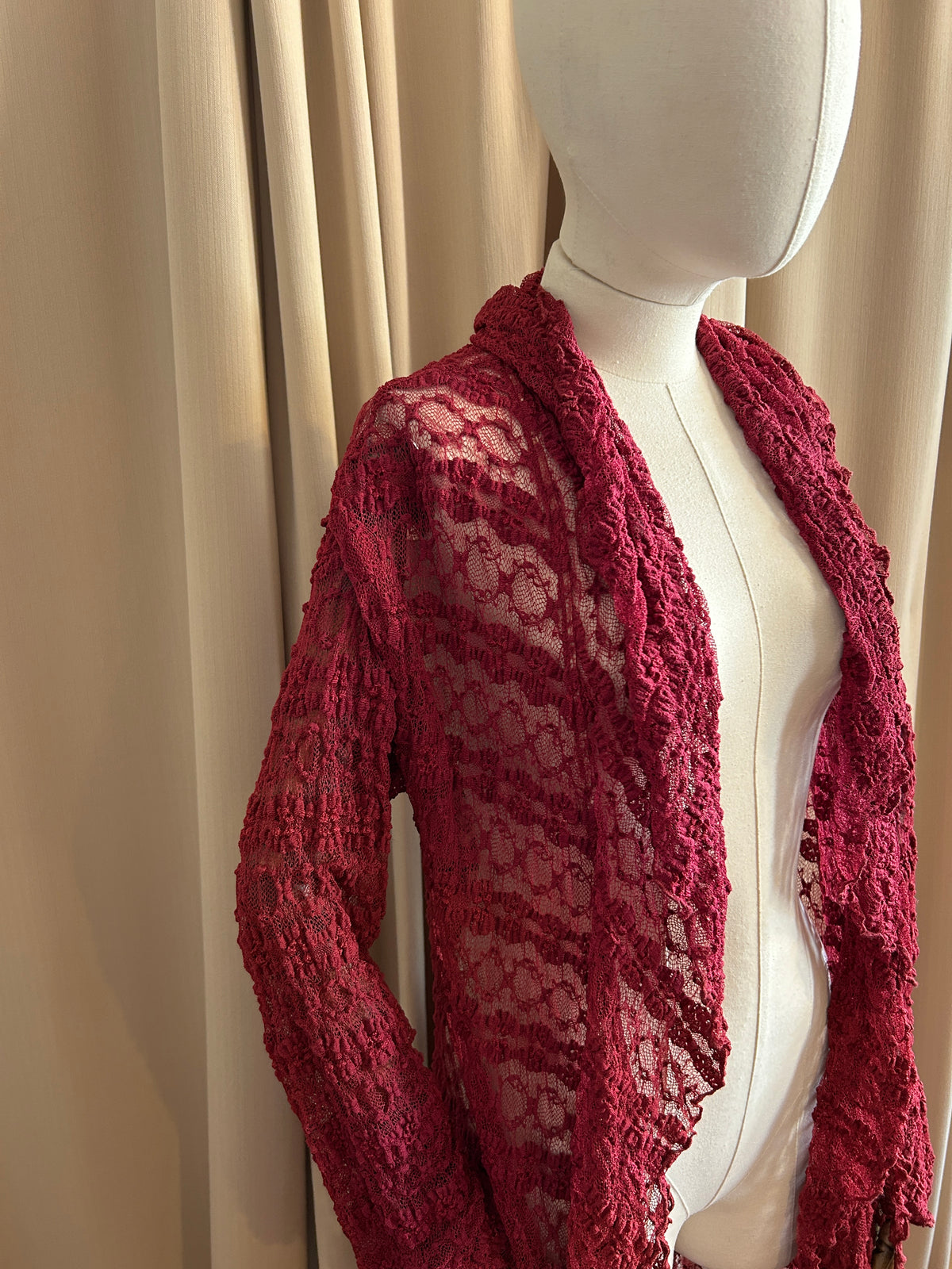 Longline Burgundy Lace Cardigan