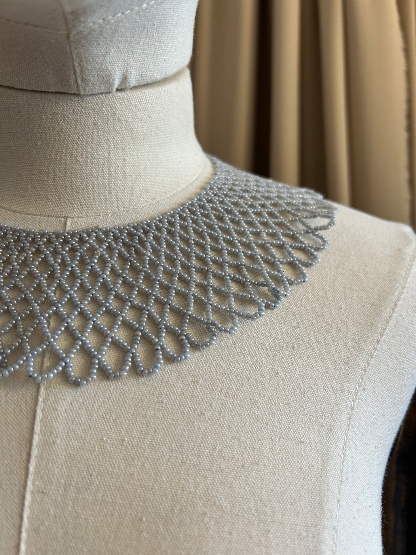 Pigeon Grey Beaded Collar