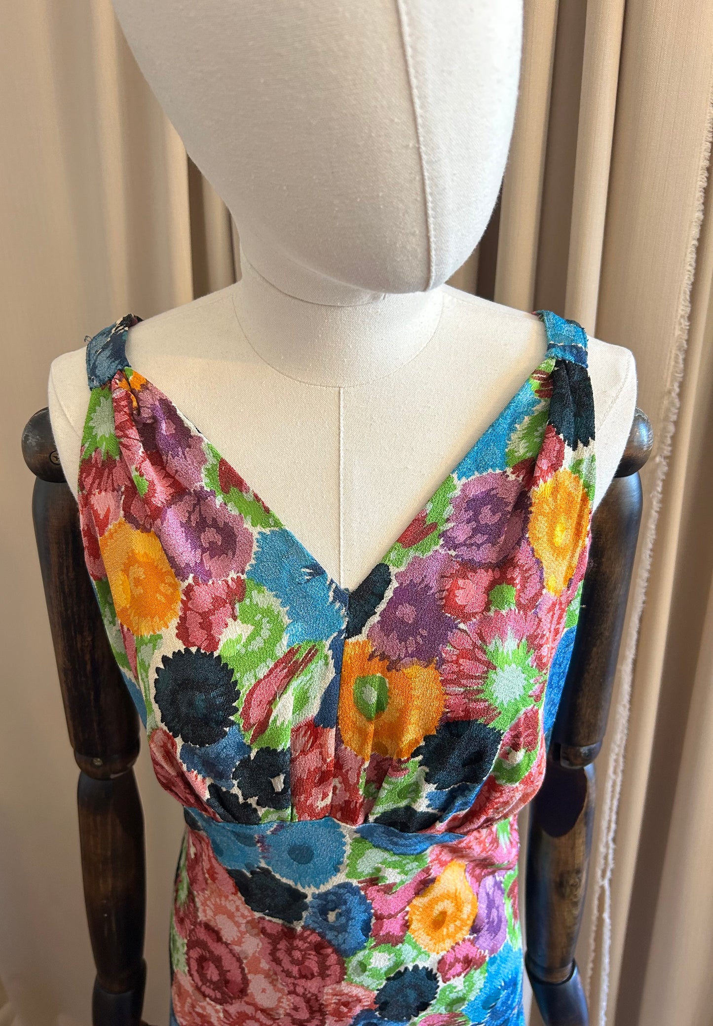 30s Bias Cut Printed Jacquard Dress