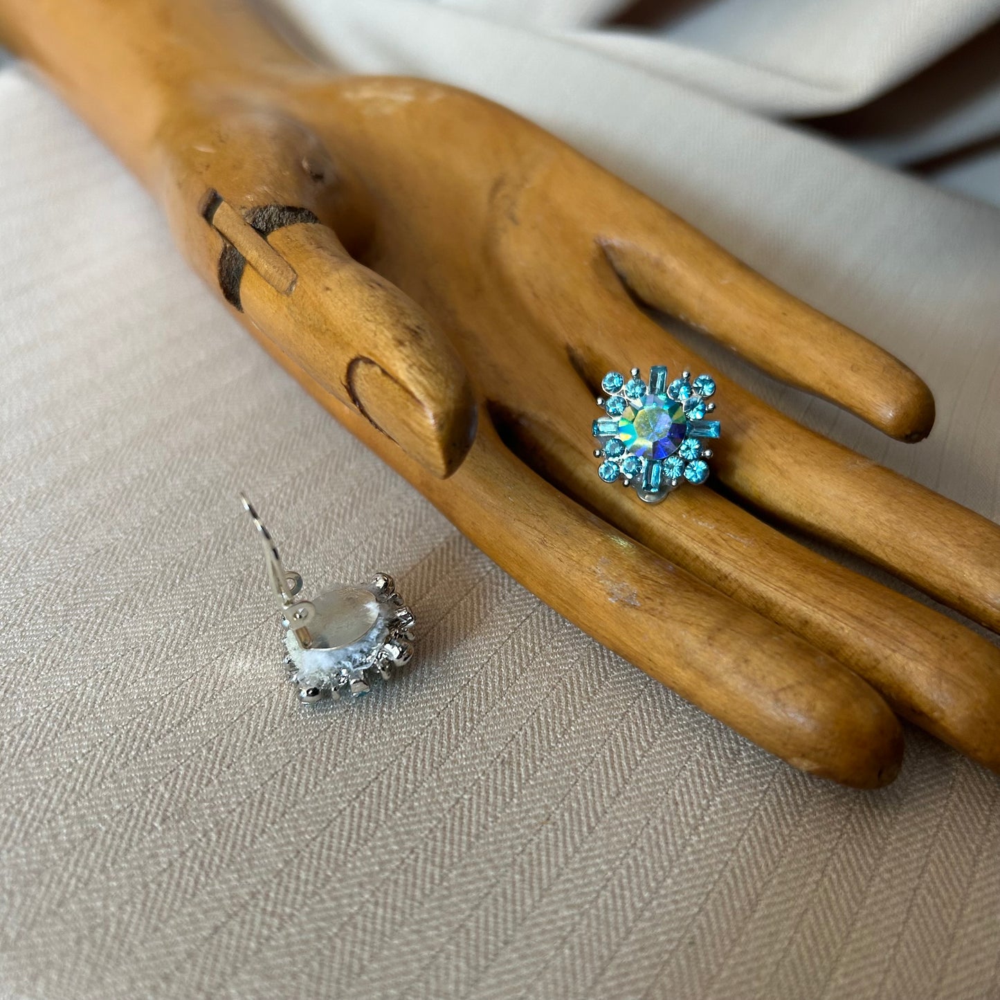 Blue Rhinestone Clip Ons