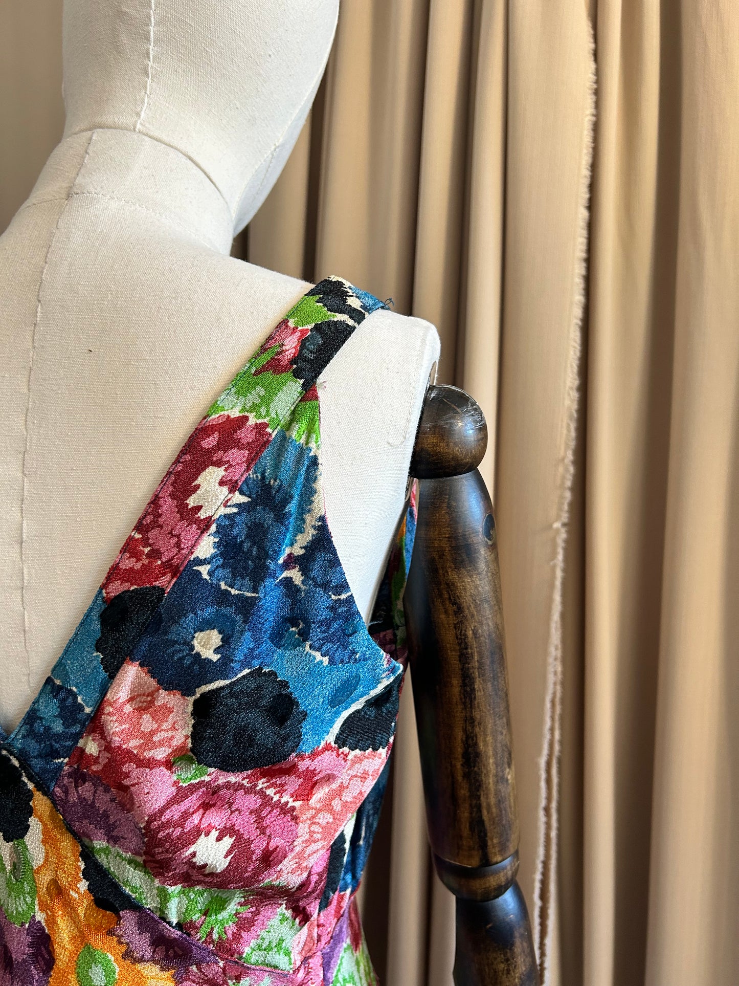 30s Bias Cut Printed Jacquard Dress
