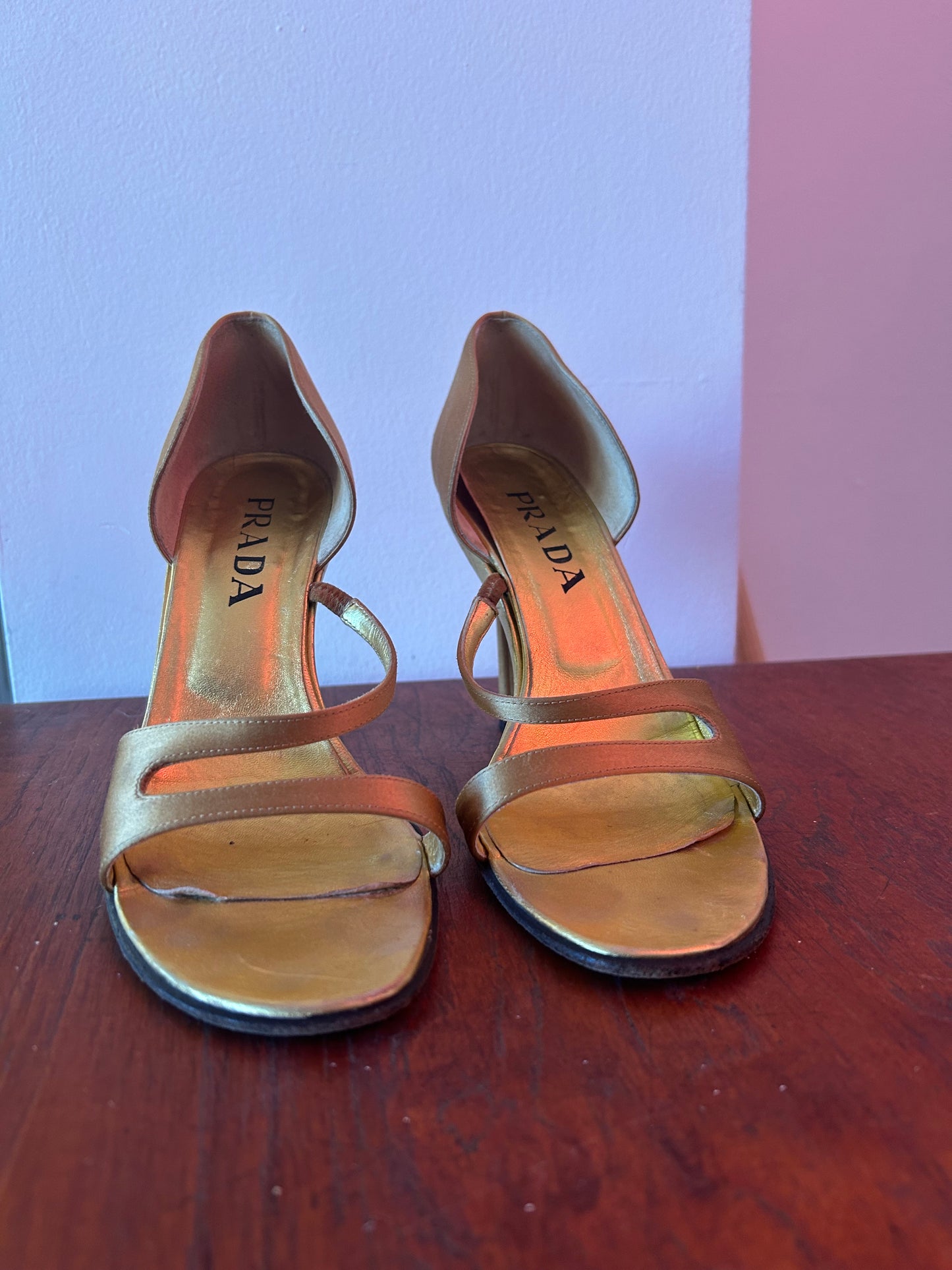 90s Prada Gold Heels