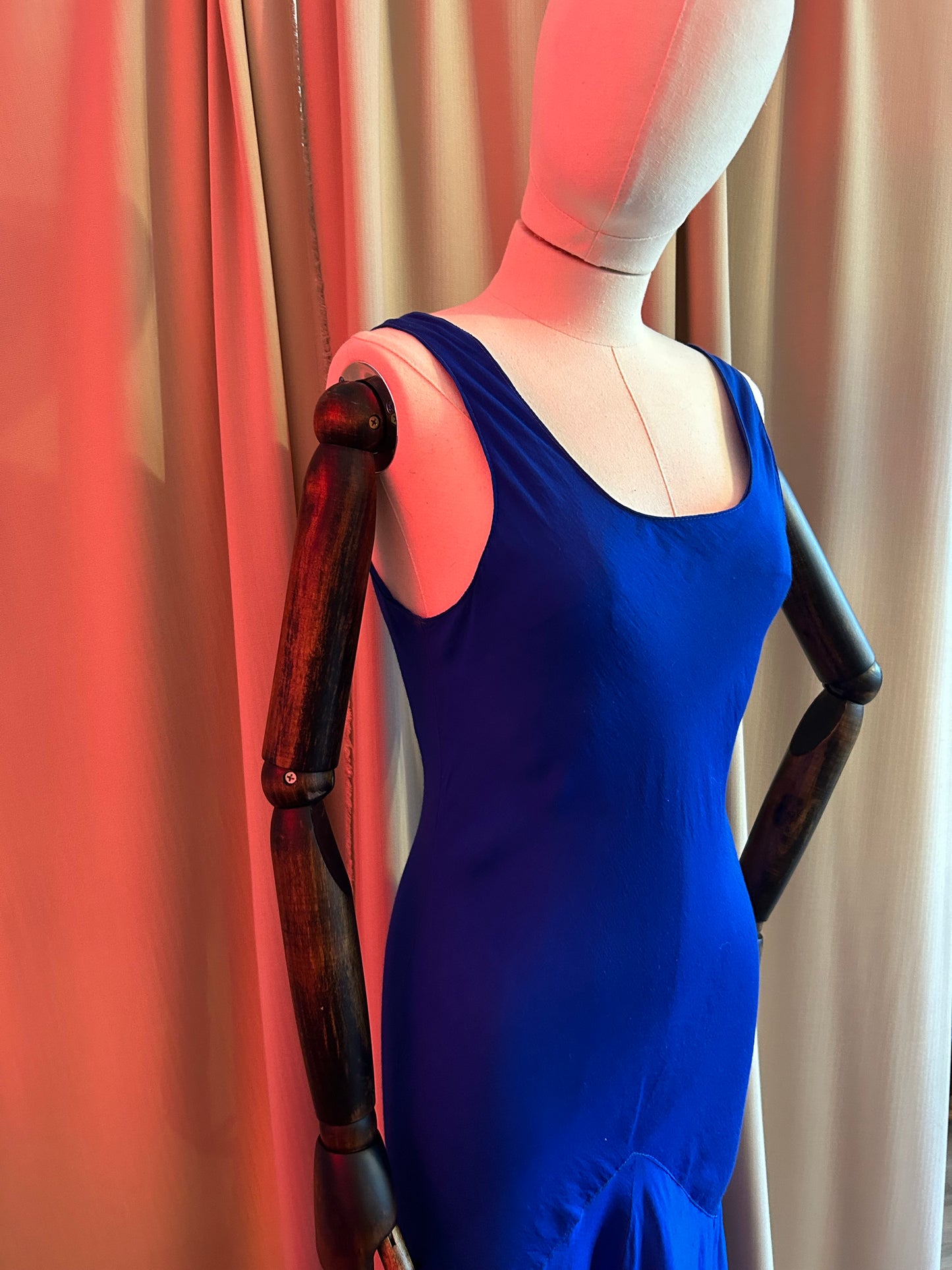 Electric Blue 90s Bias Cut Dress