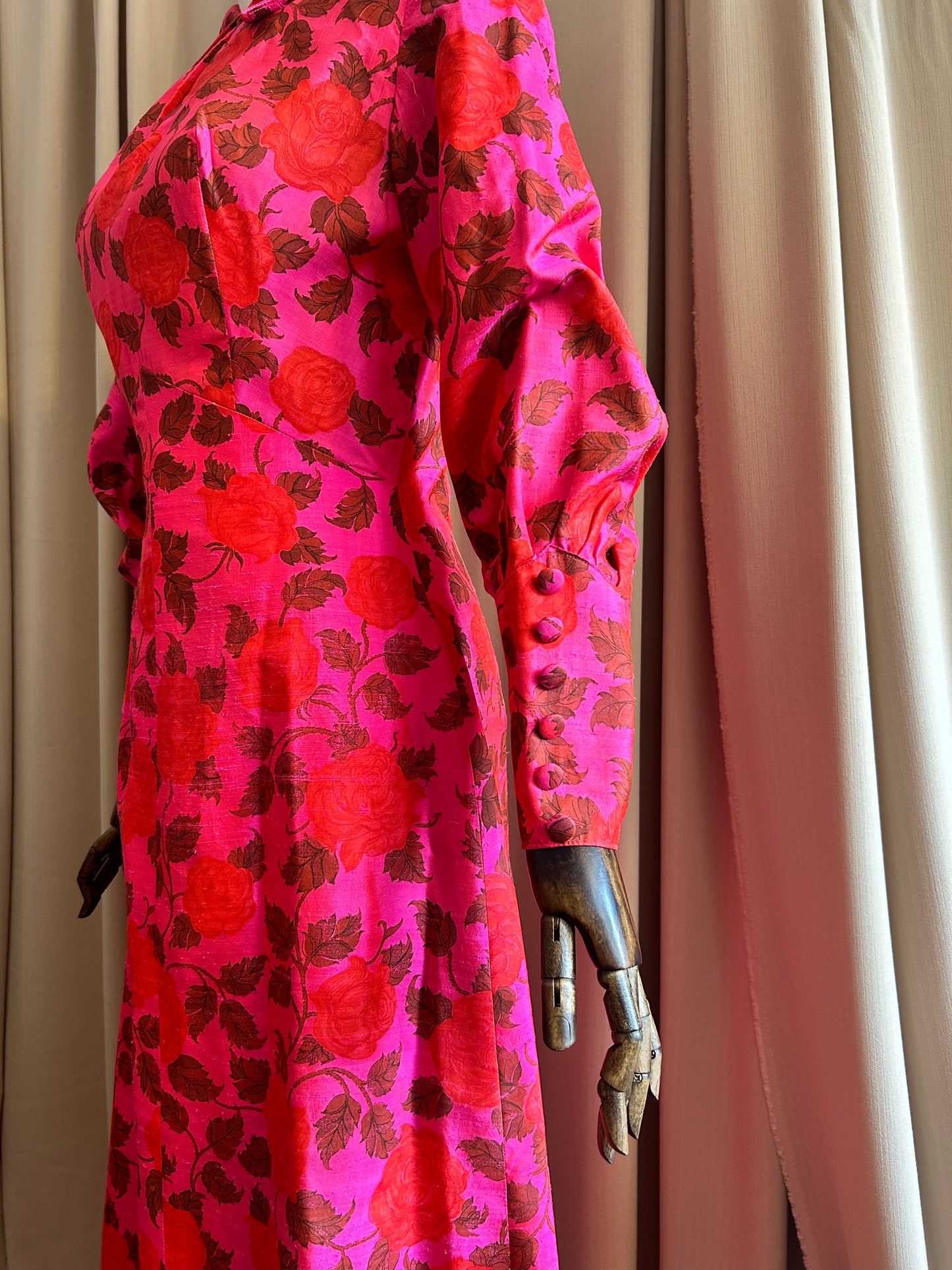 Raw Silk Printed Dress