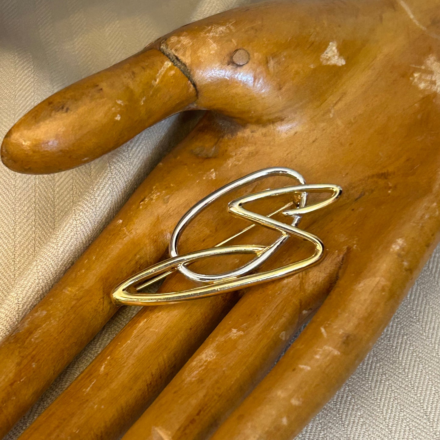 Mixed Metal Swirl Brooch