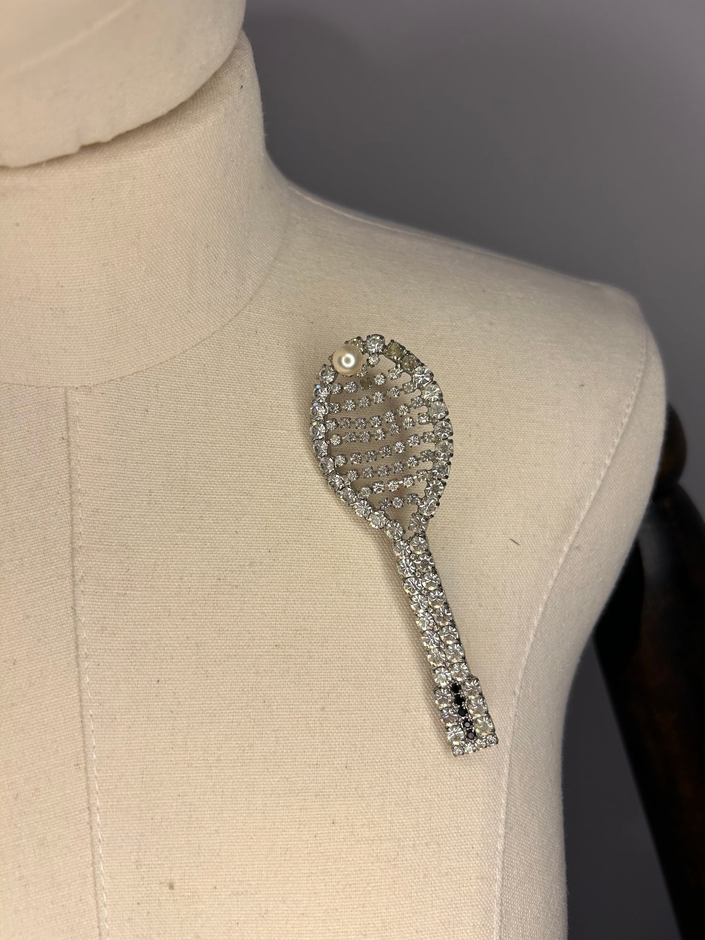 Tennis Racket Diamanté brooch