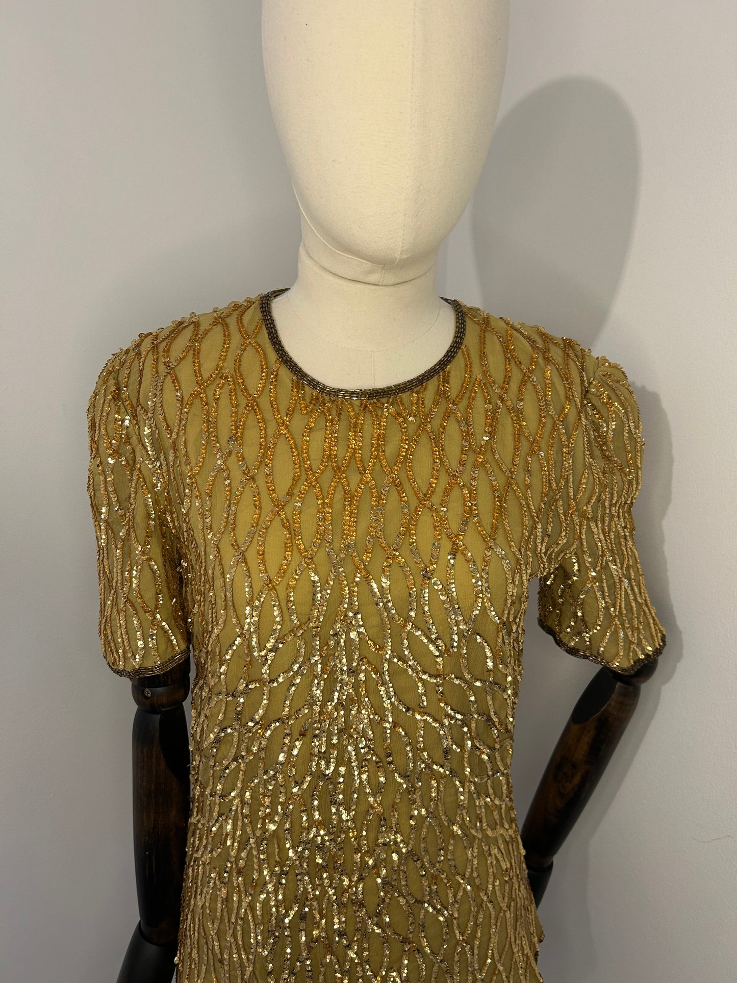 Gold Sequin Short Sleeve Top