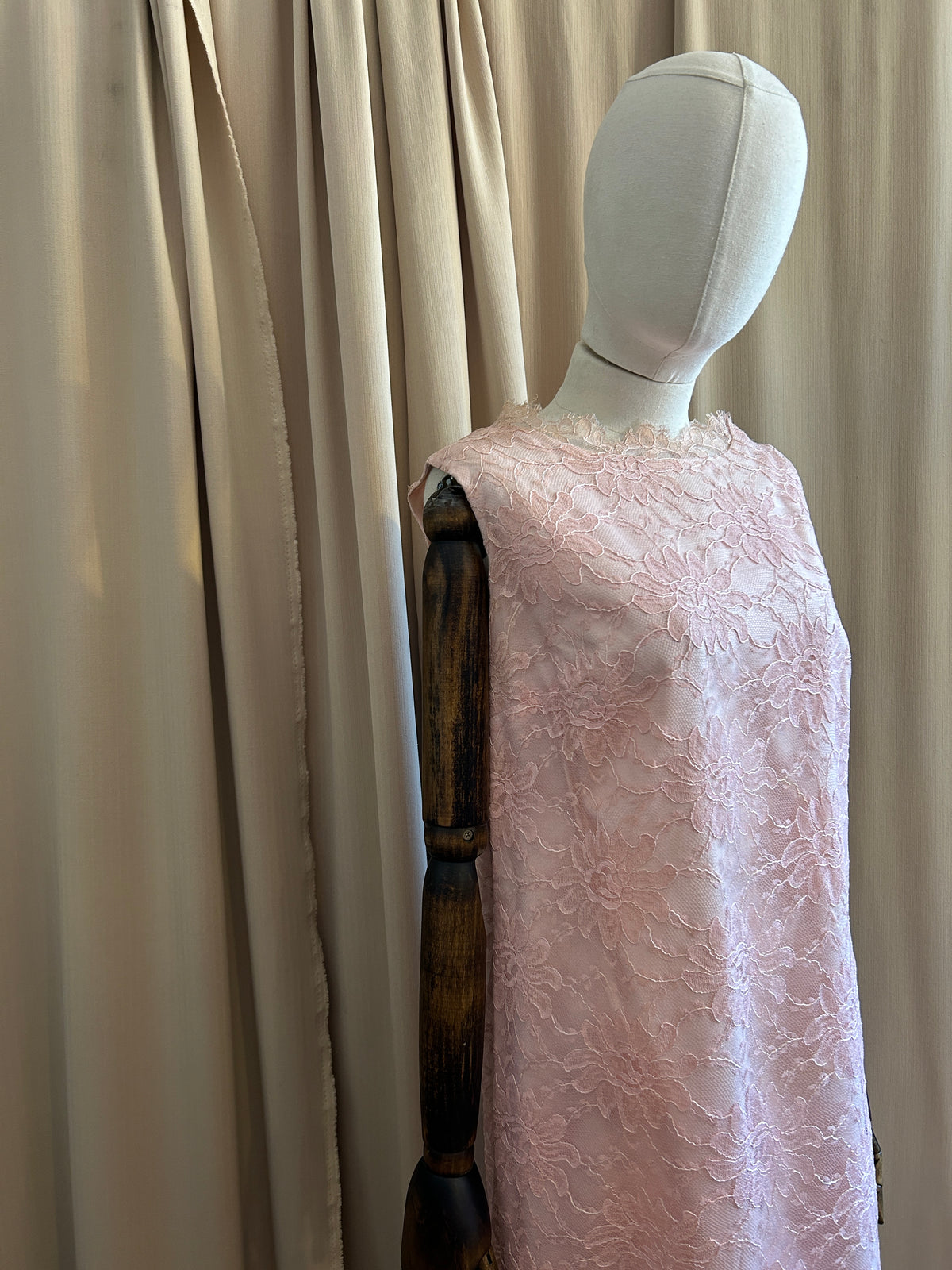 60s Baby Pink Lace Gown