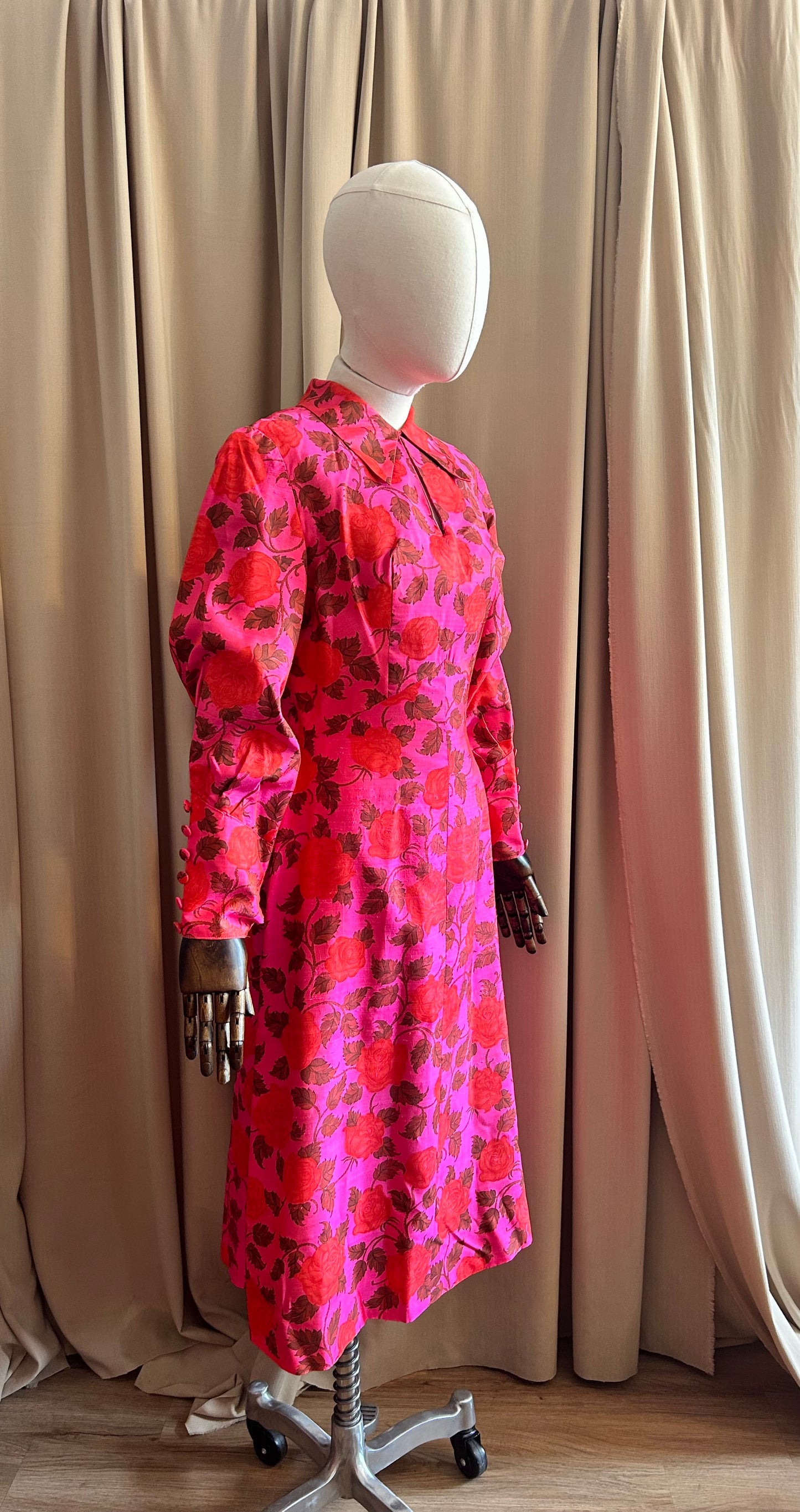 Raw Silk Printed Dress