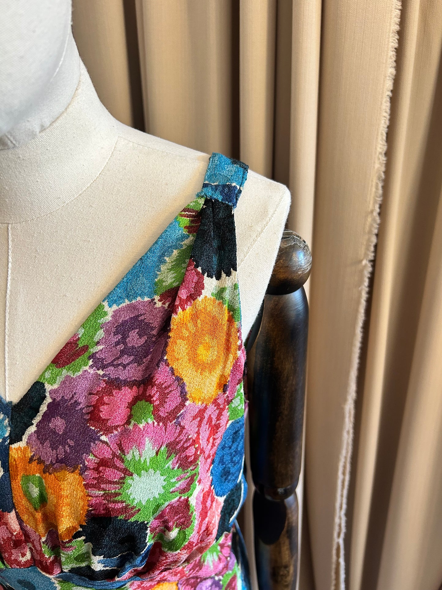 30s Bias Cut Printed Jacquard Dress