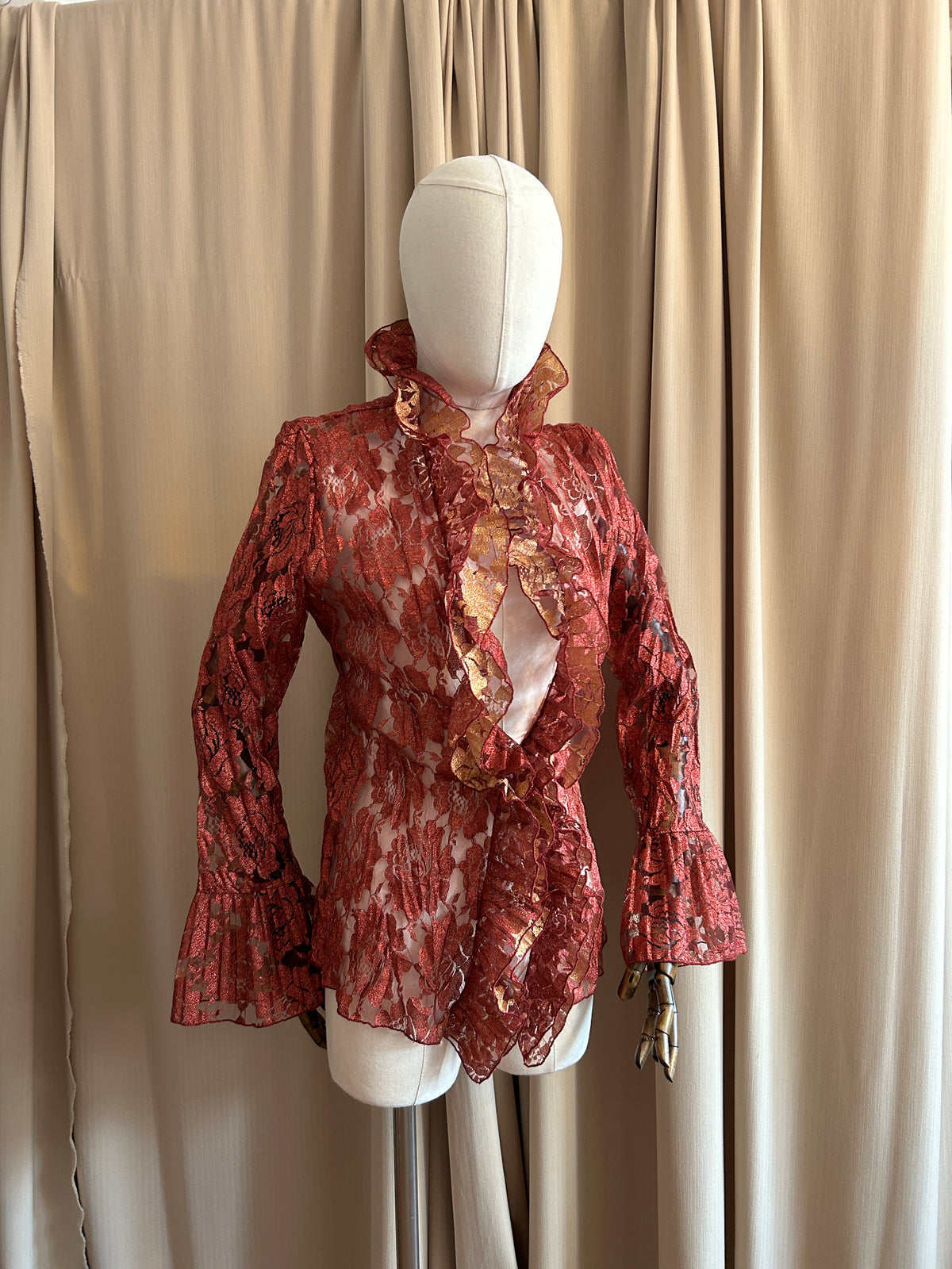 Red and Gold Lace Cardigan