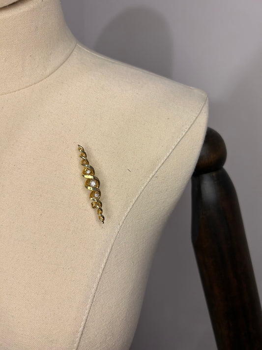 Gold Tone Diamanté Brooch