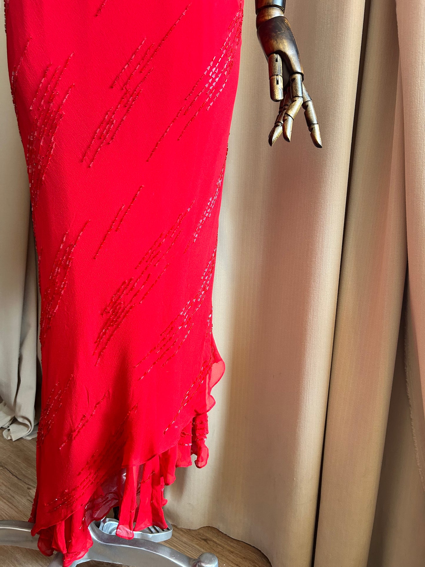 Silk Beaded Bias Gown