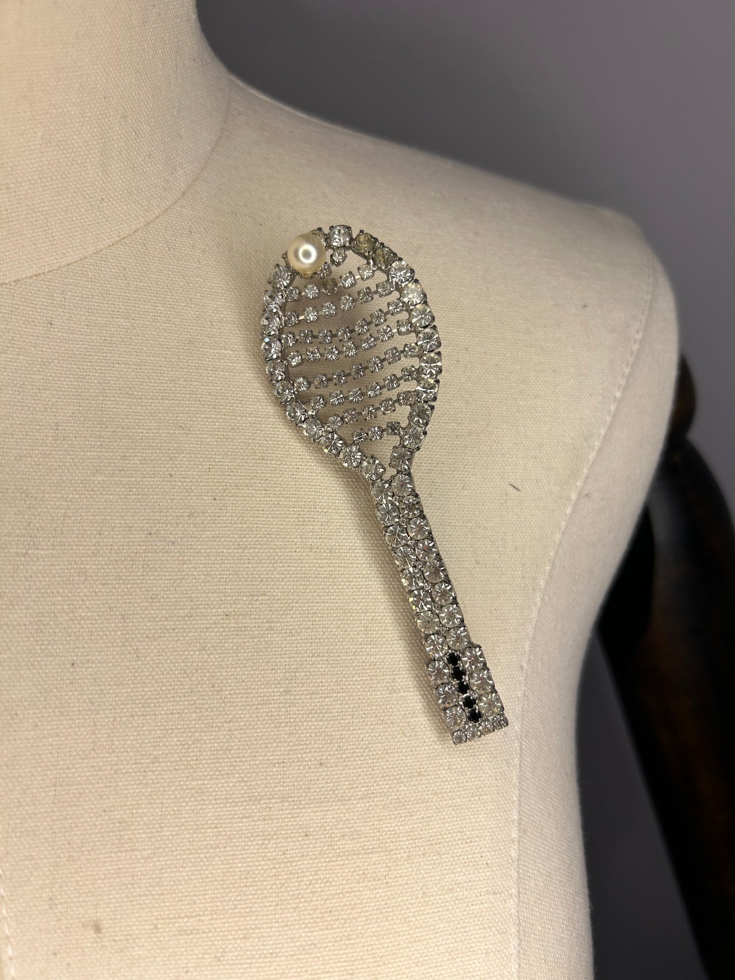 Tennis Racket Diamanté brooch