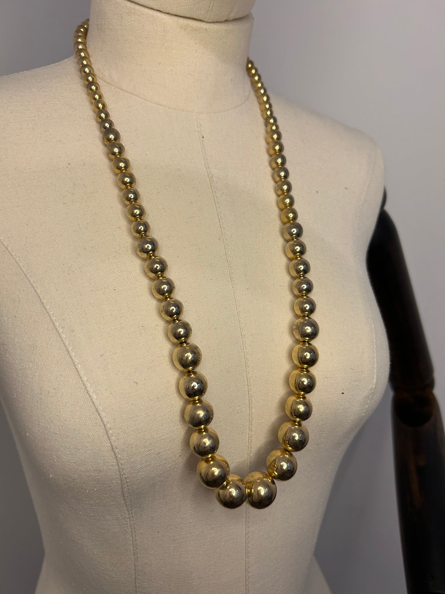 Long Gold Ball Necklace