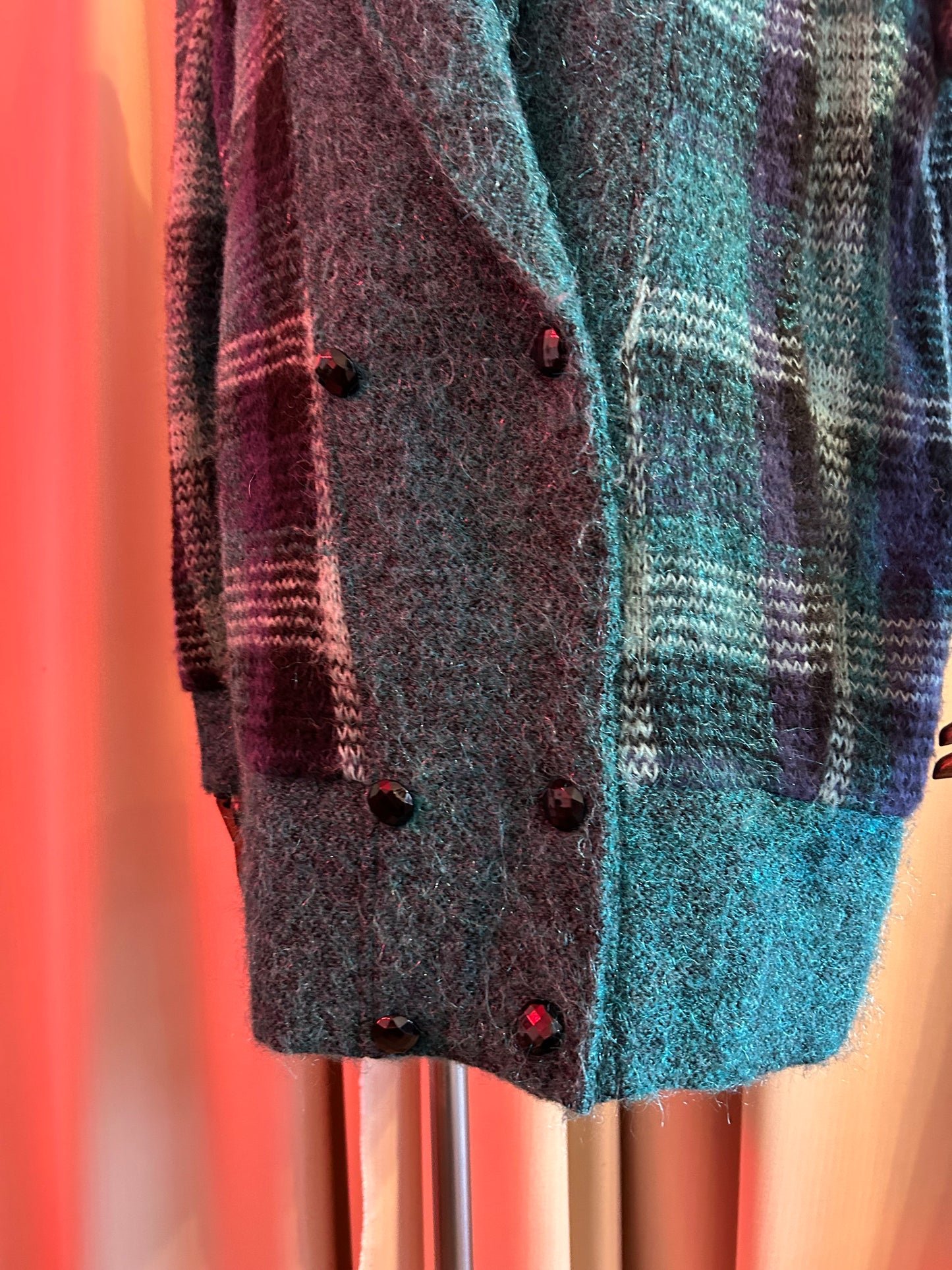 Blue Check Mohair Cardigan