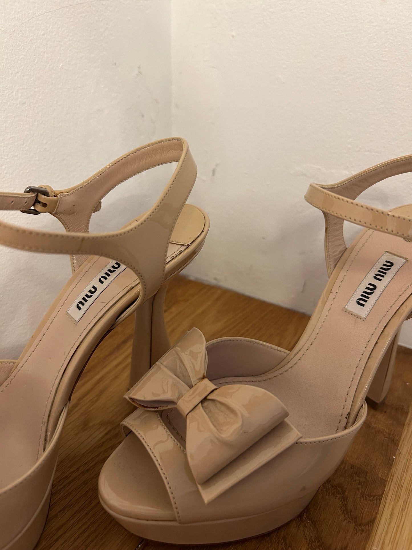 Miu Miu Patent Nude Platform Heels