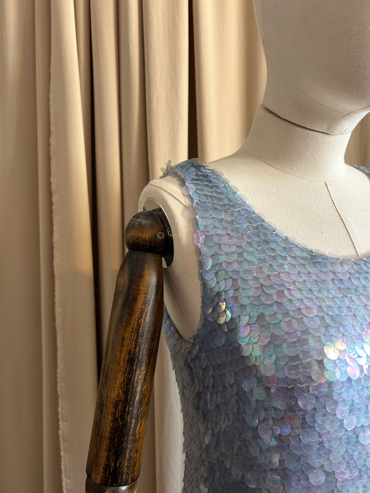 Pale Blue Sequin Tank Top