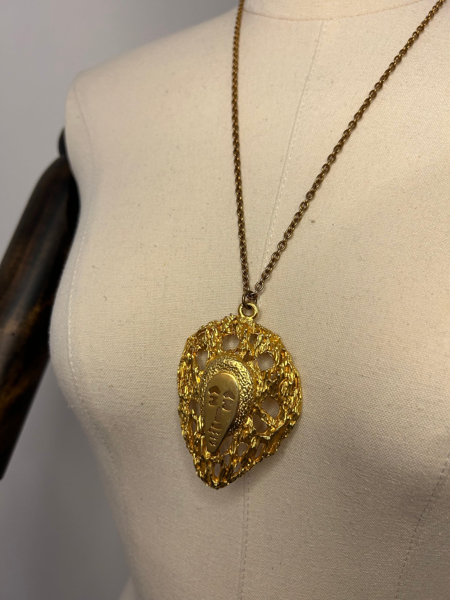 Gold Tone Oval Face Necklace