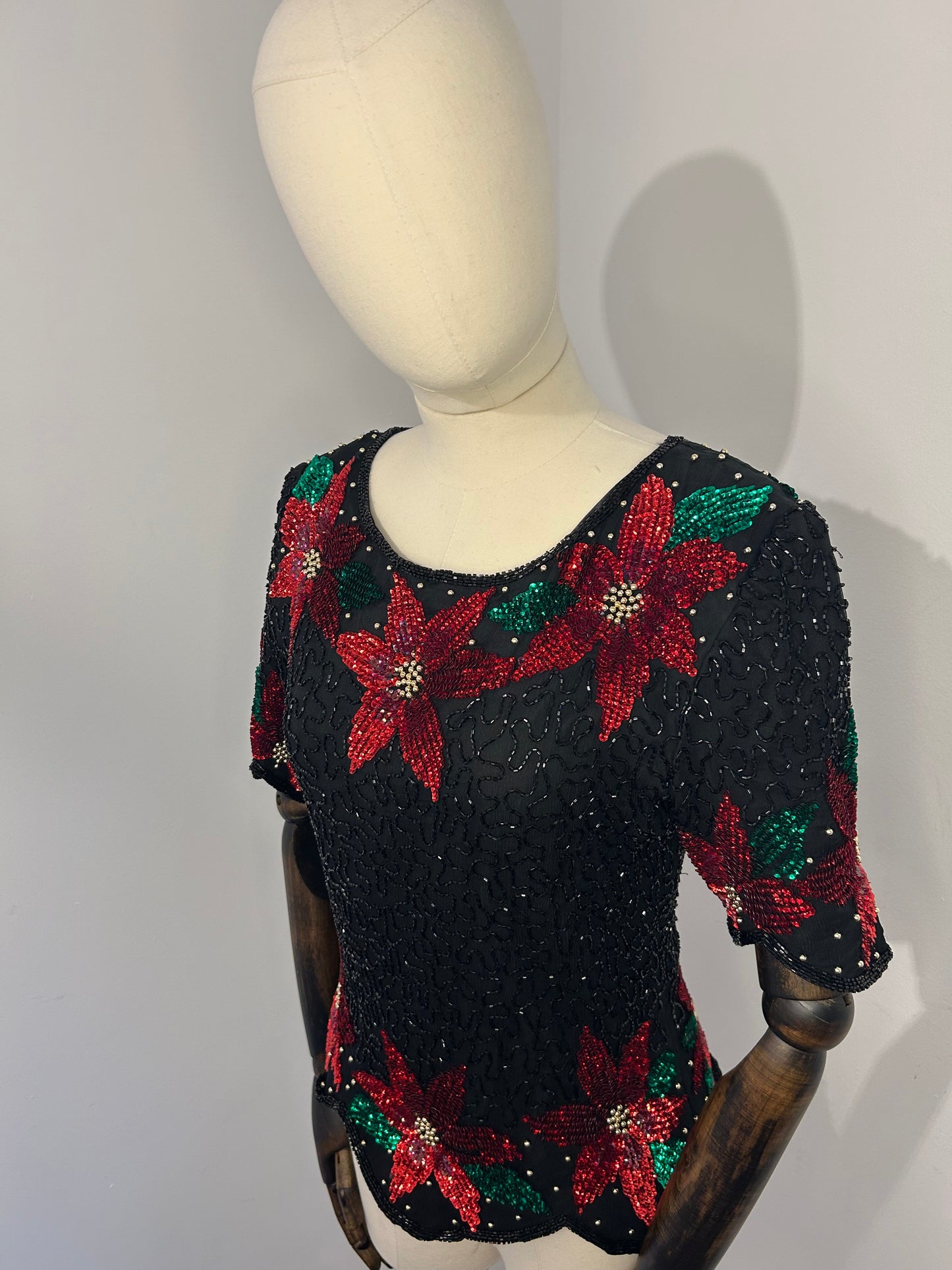 Sequin Poinsettia top