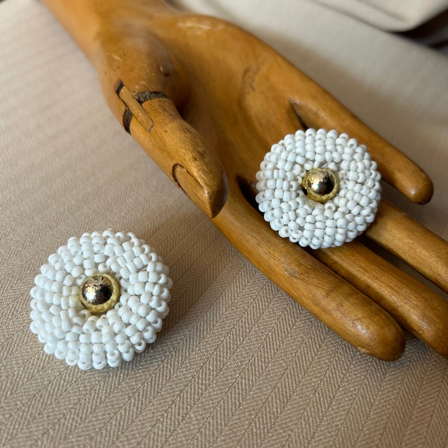 White Beaded Clip On