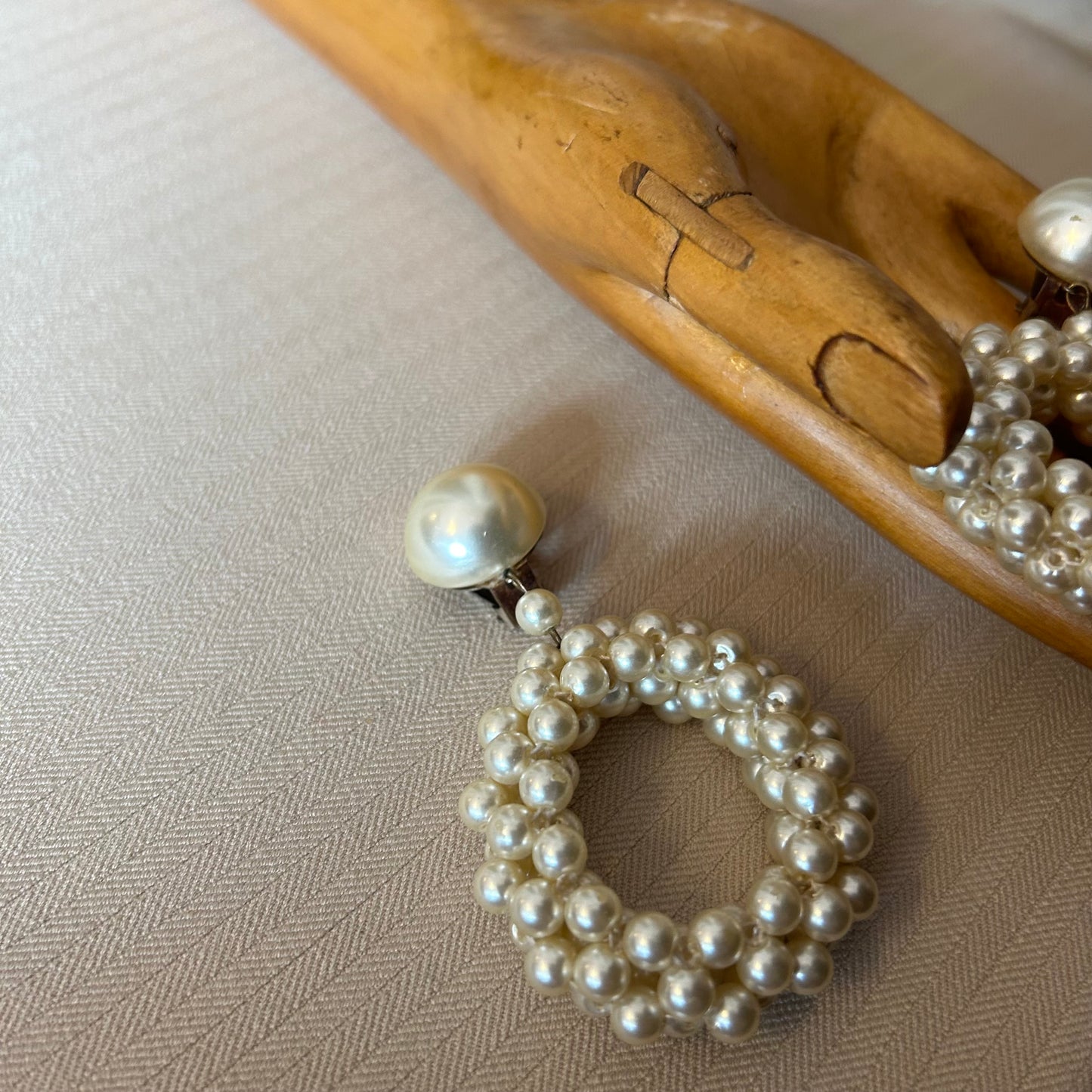 Large Circle Faux Pearl Clip Ons