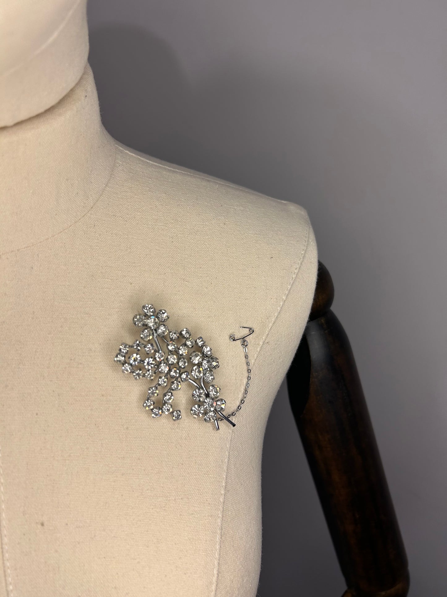 Diamanté Floral Spray Brooch