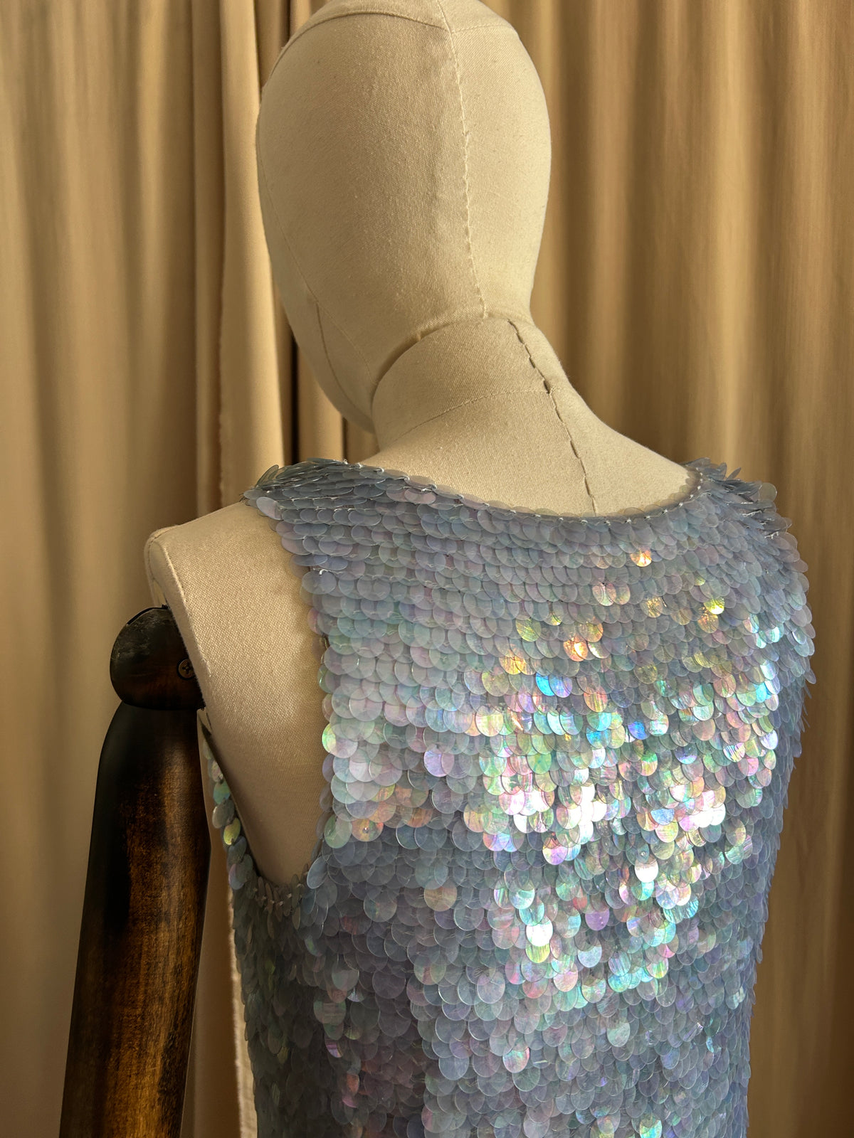 Pale Blue Sequin Tank Top