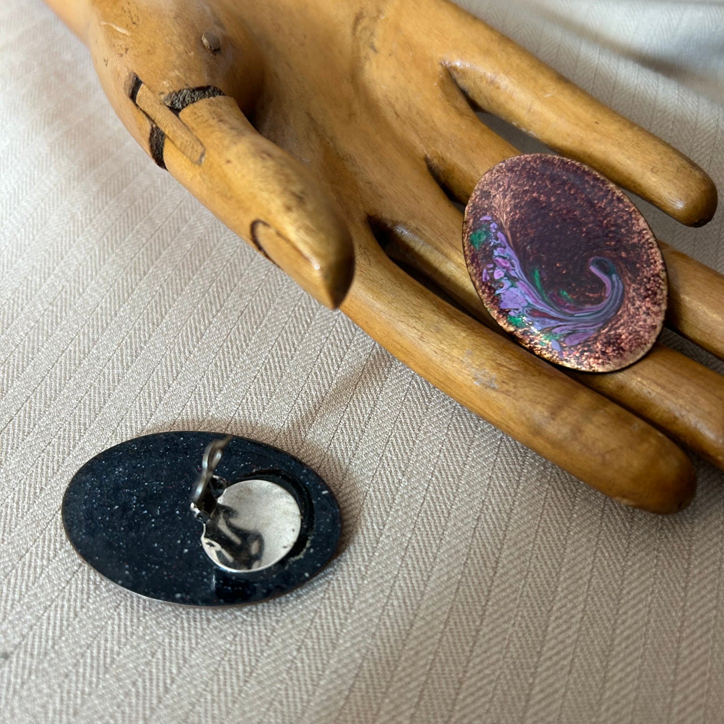 Purple Swirled Enamel Clip On