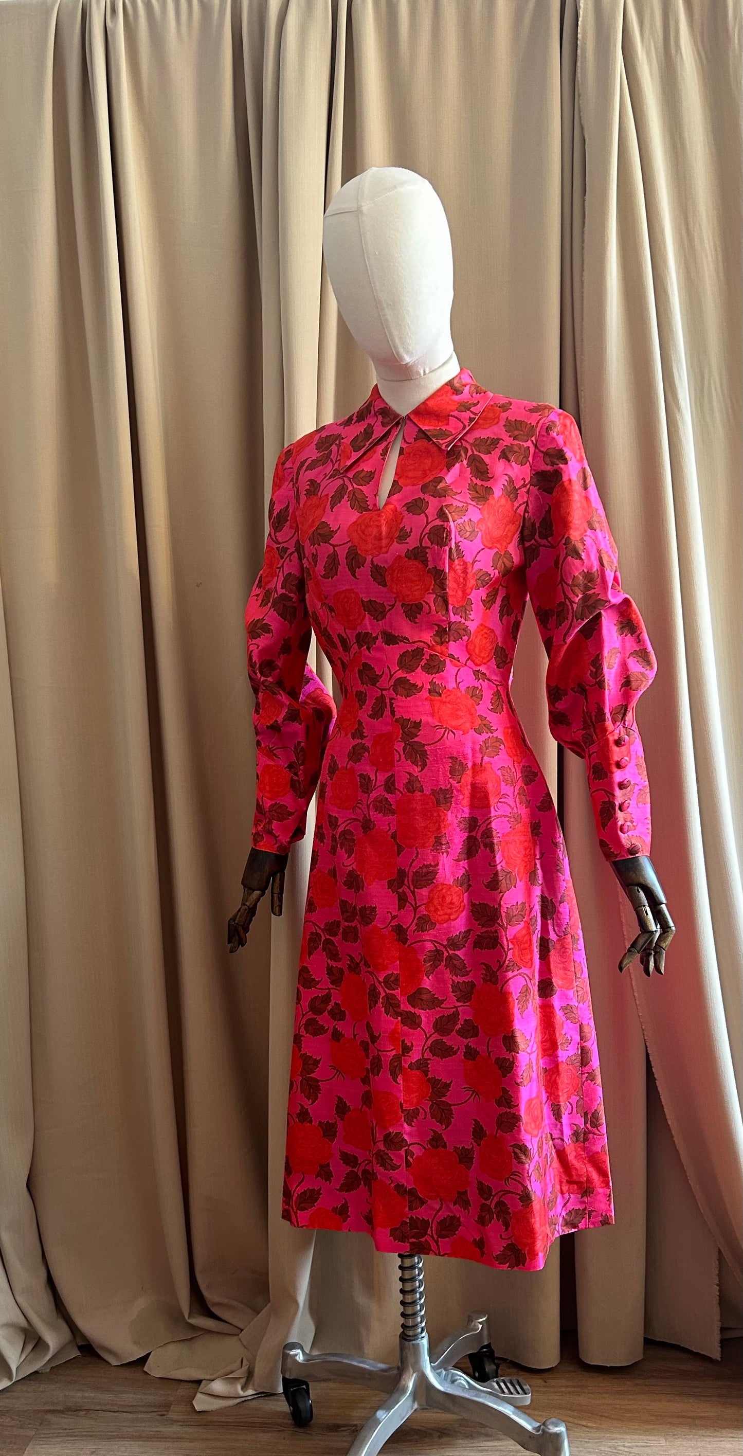 Raw Silk Printed Dress