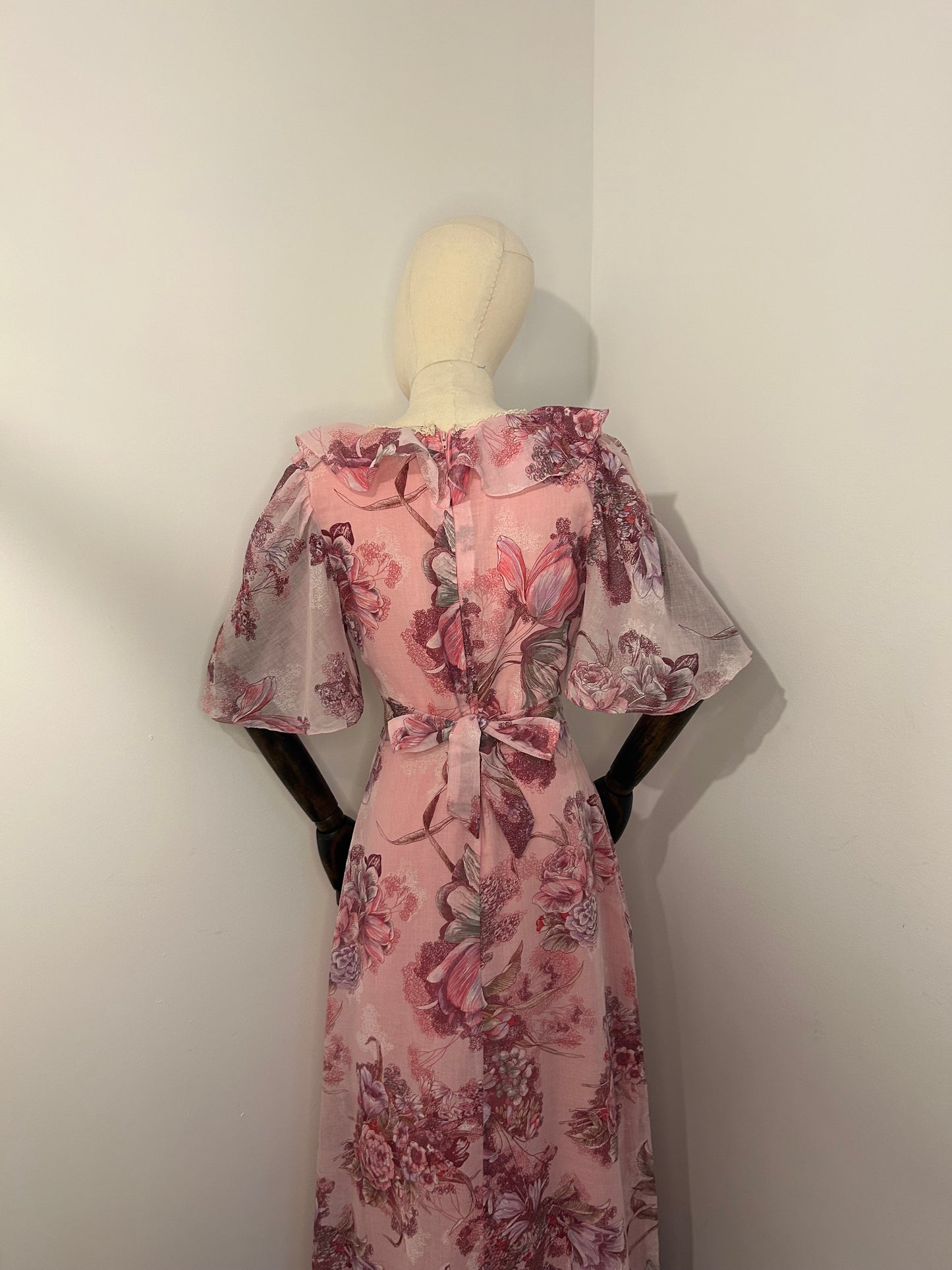 Pink floral angel sleeve dress